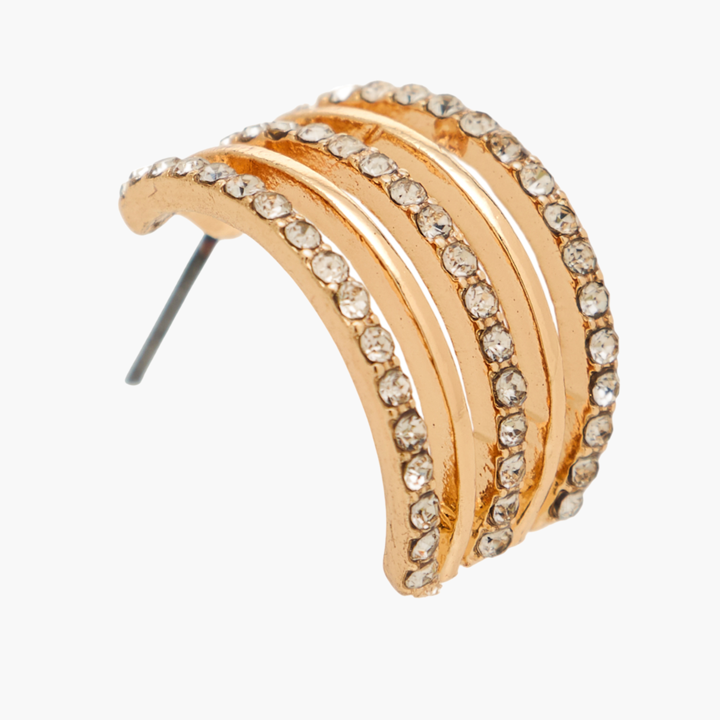 Pack of 3 Gold Tone Embellished Stud Earrings with Pushback Closure-women-watchesandjewellery-jewellery-earrings-image-4