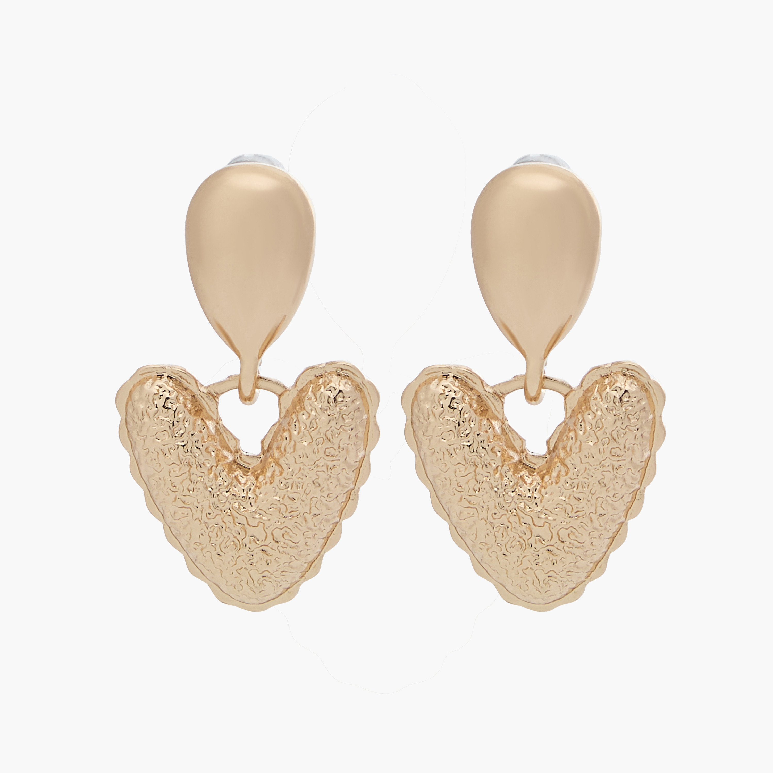 حلقان معدنية متدلية على شكل قلب بمكبس إغلاق خلفي-women-watchesandjewellery-jewellery-earrings-image-1