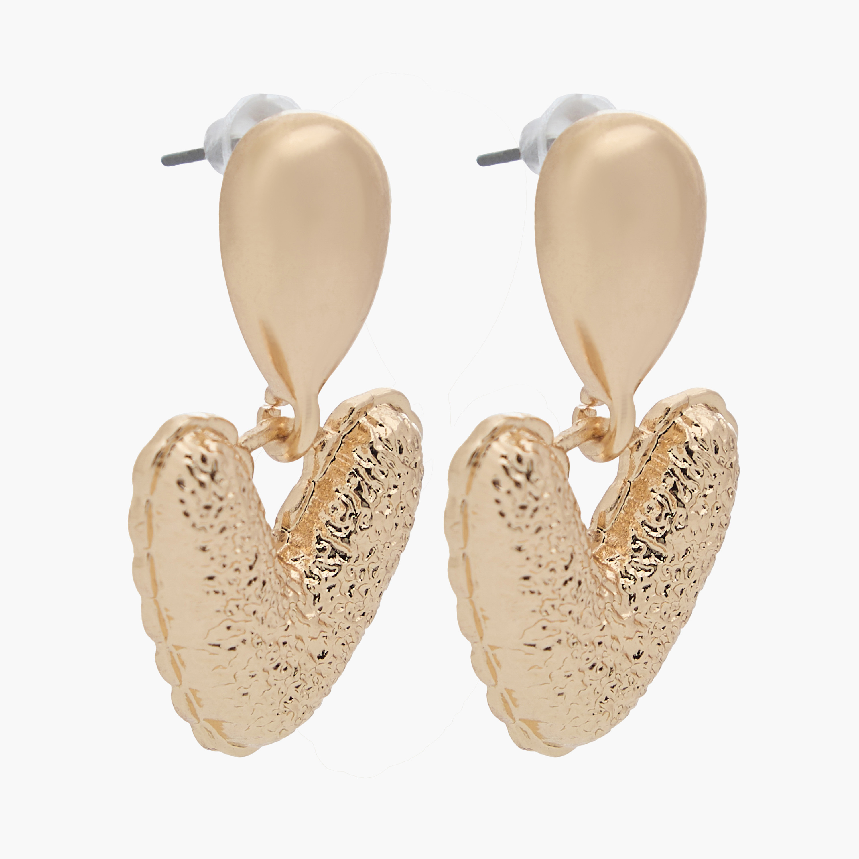 حلقان معدنية متدلية على شكل قلب بمكبس إغلاق خلفي-women-watchesandjewellery-jewellery-earrings-image-2