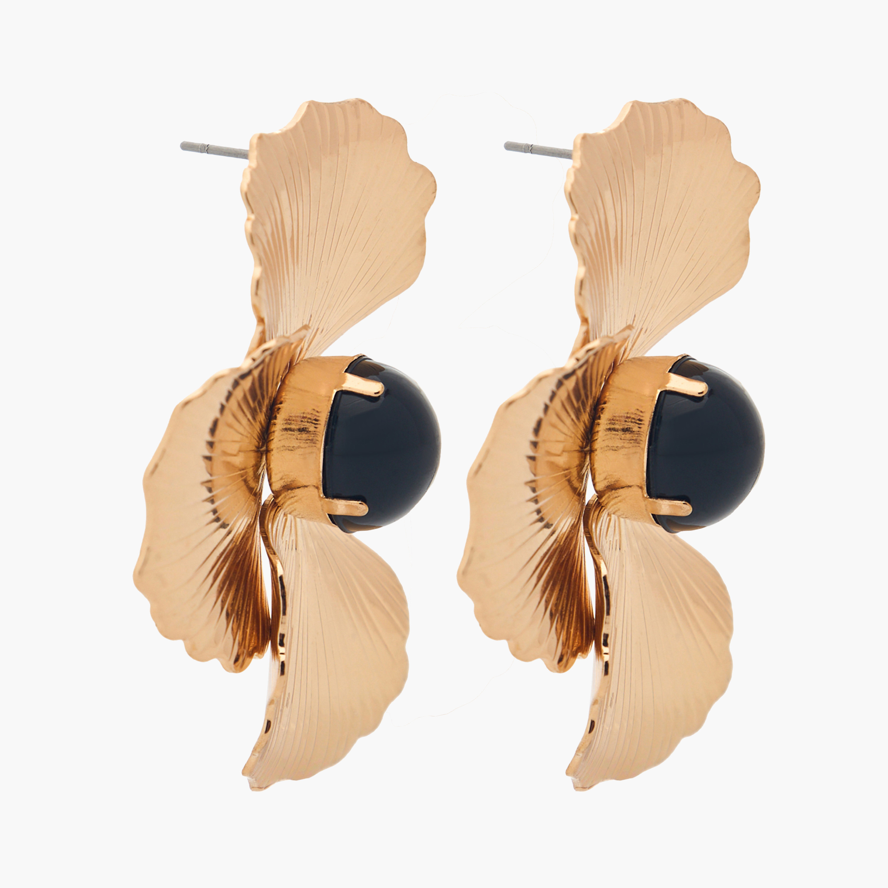 Gold Tone Floral Earrings with Pushback Closure-women-watchesandjewellery-jewellery-earrings-image-2