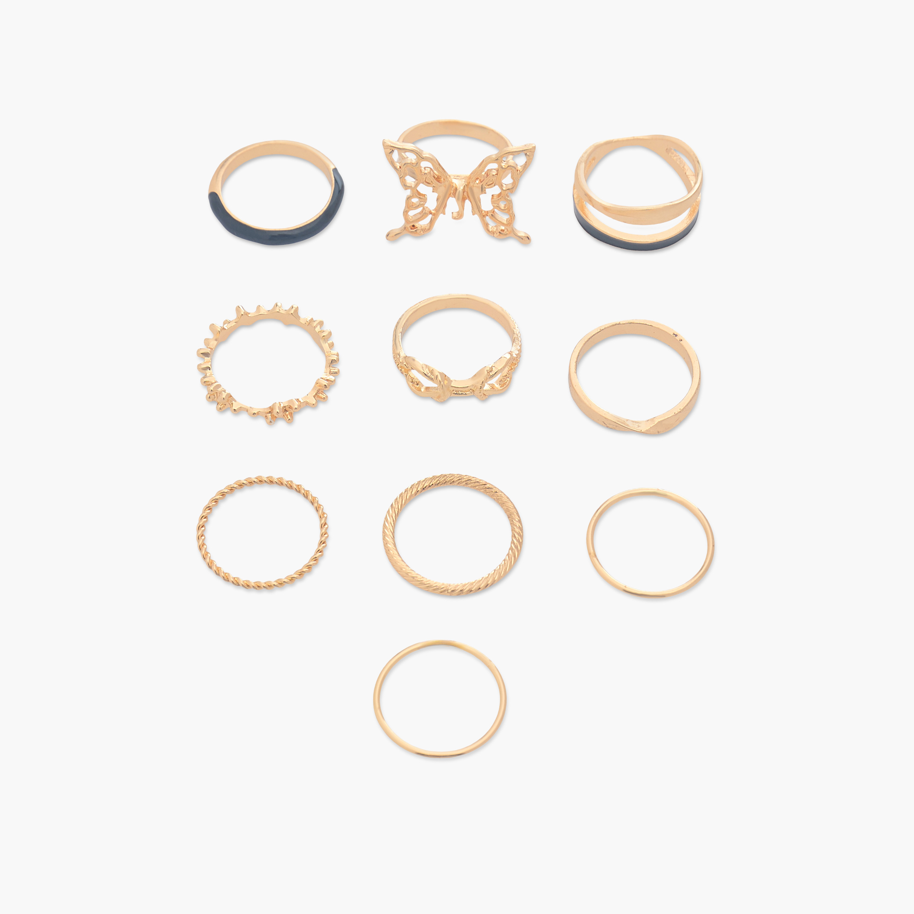 خواتم ميتالك - طقم من 10 قطع-women-watchesandjewellery-jewellery-rings-image-1