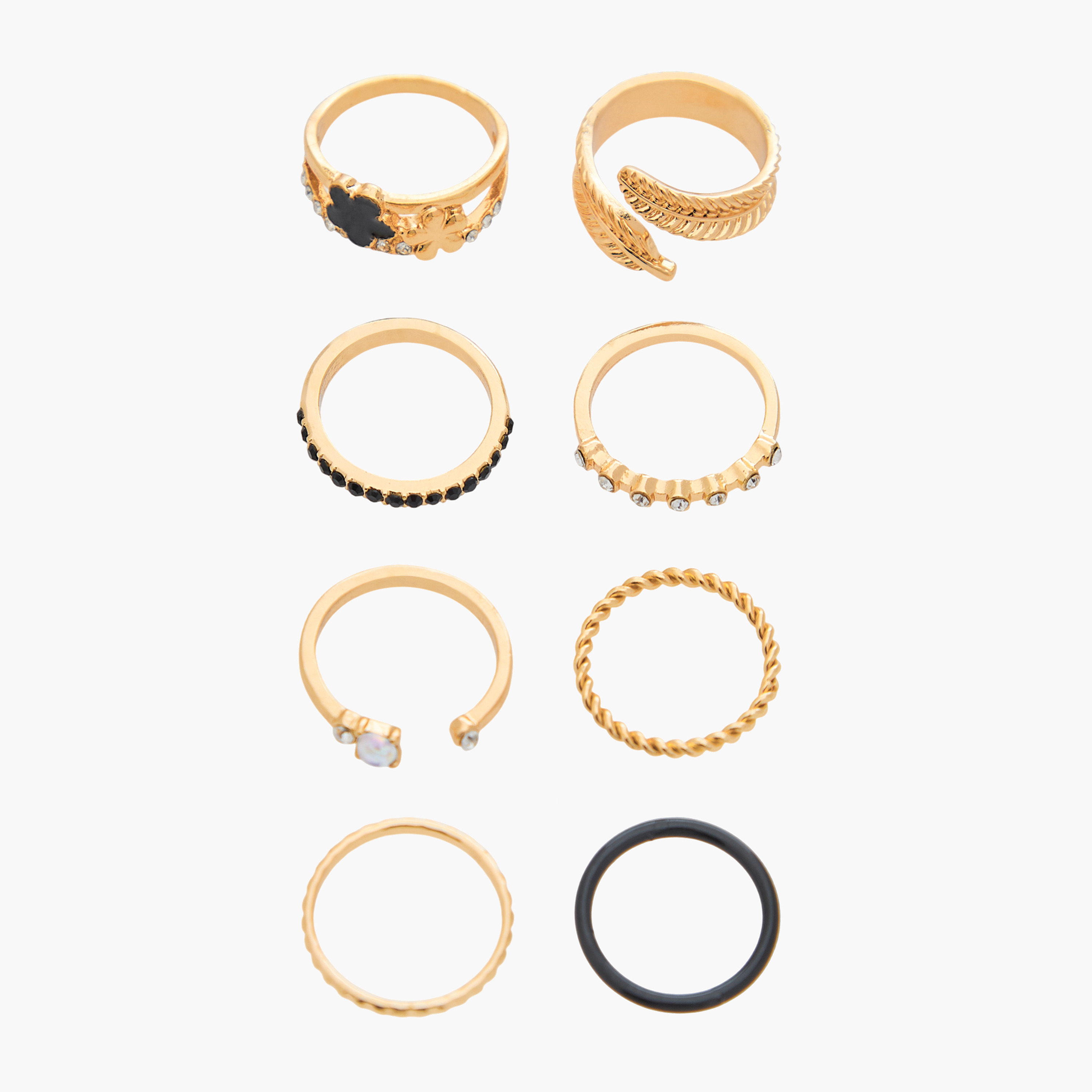 خواتم ميتالك - طقم من 8 قطع-women-watchesandjewellery-jewellery-rings-image-1