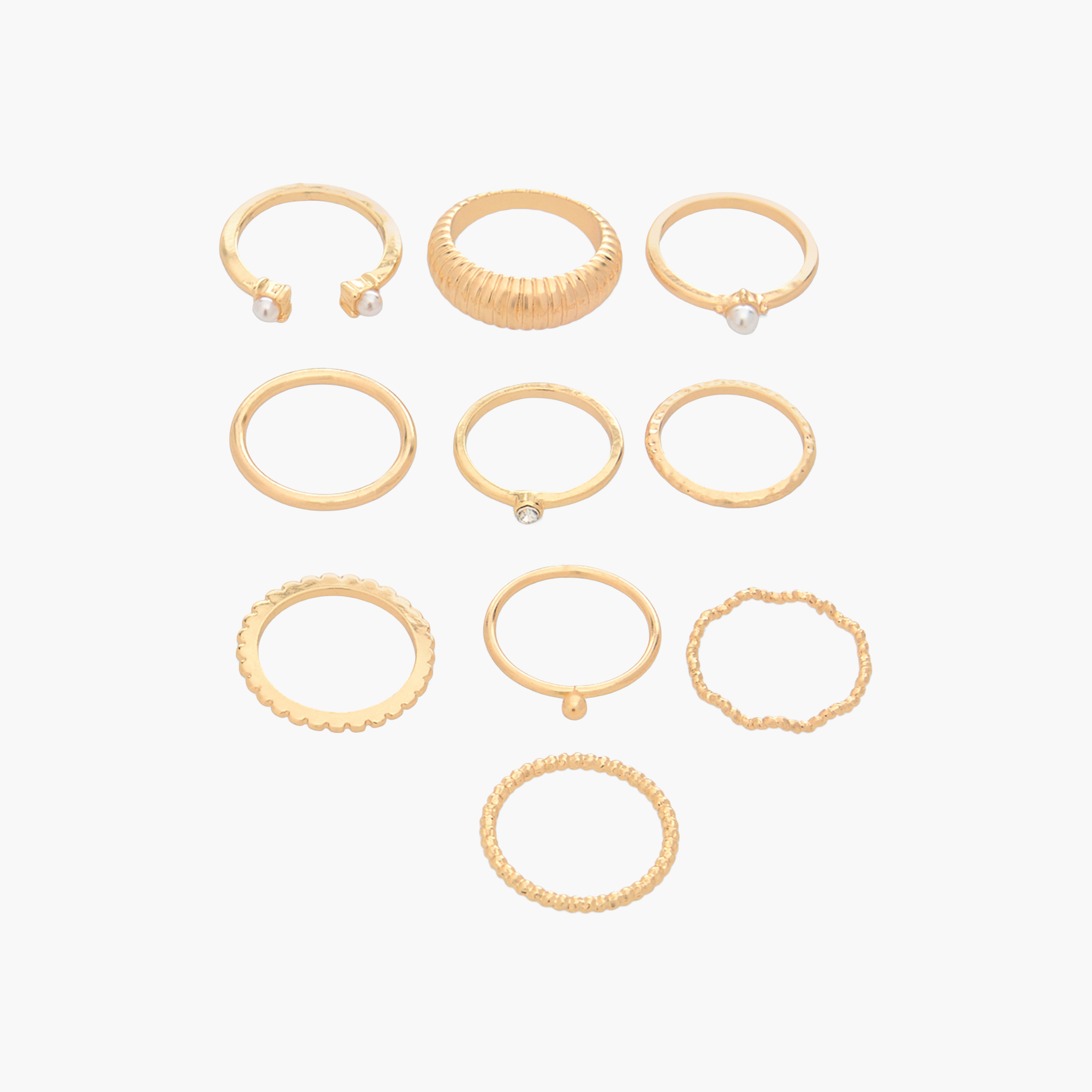 خواتم ميتالك - طقم من 10 قطع-women-watchesandjewellery-jewellery-rings-image-1
