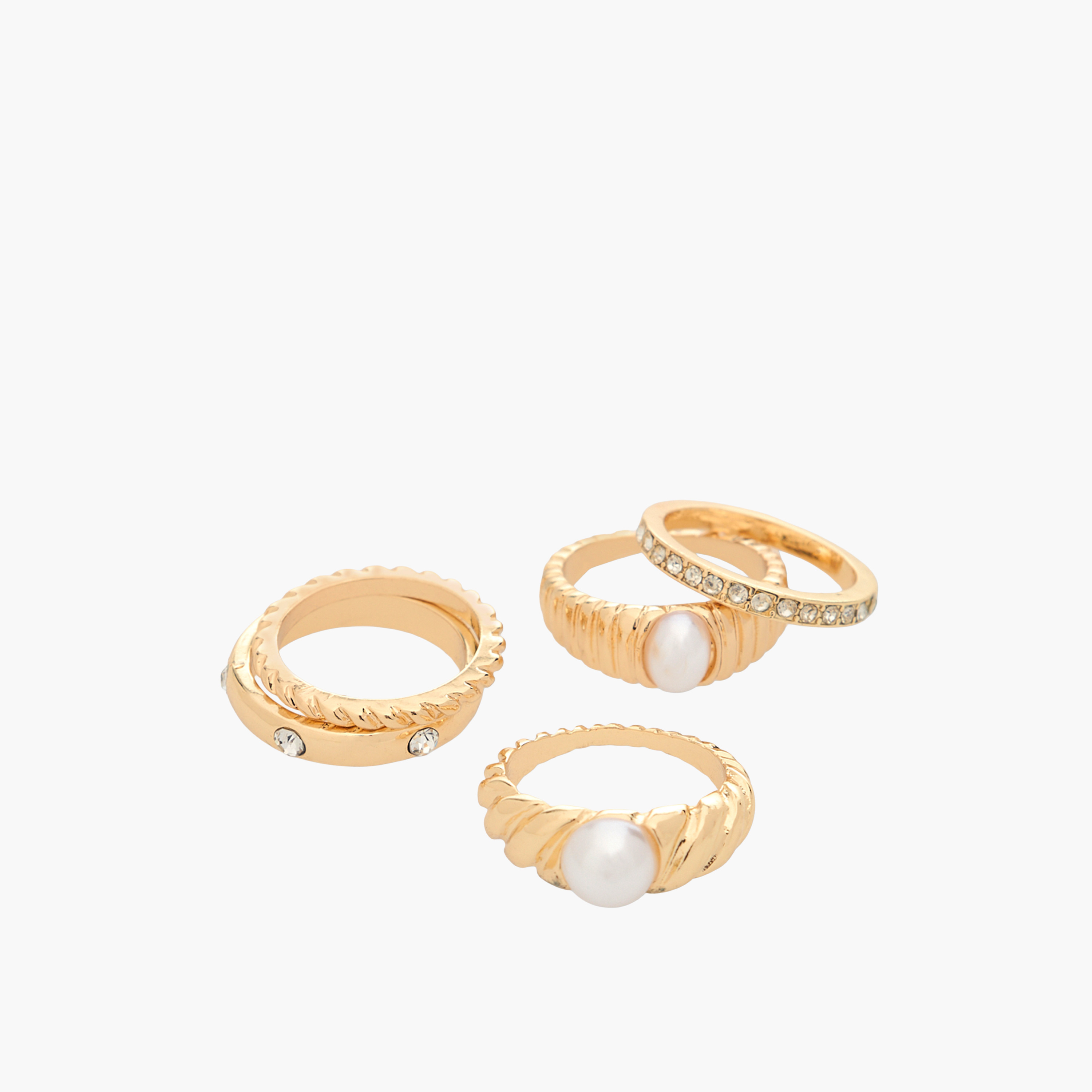 خواتم ميتالك مزينة  - 5 قطع-women-watchesandjewellery-jewellery-rings-image-2