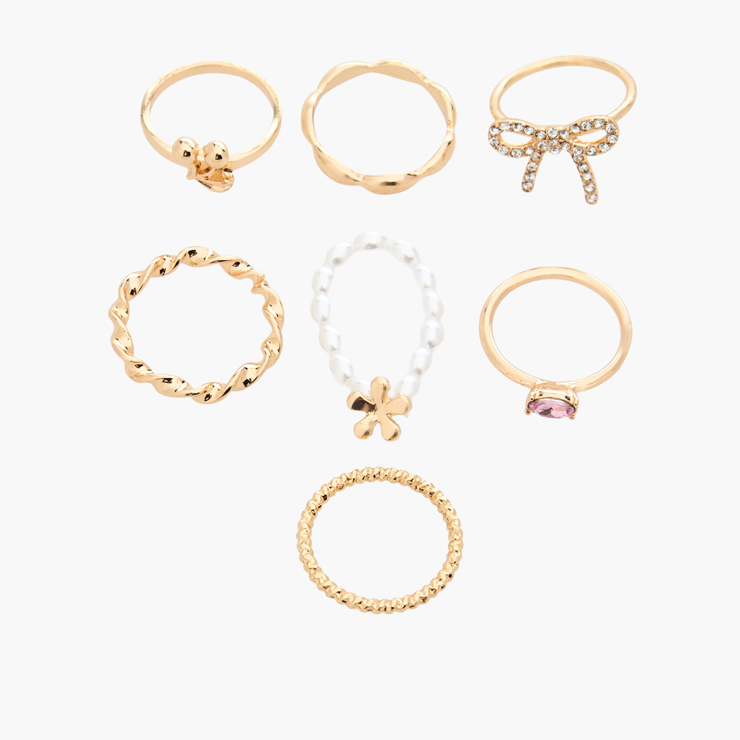 خواتم ميتالك - طقم من 7 قطع-women-watchesandjewellery-jewellery-rings-image-1