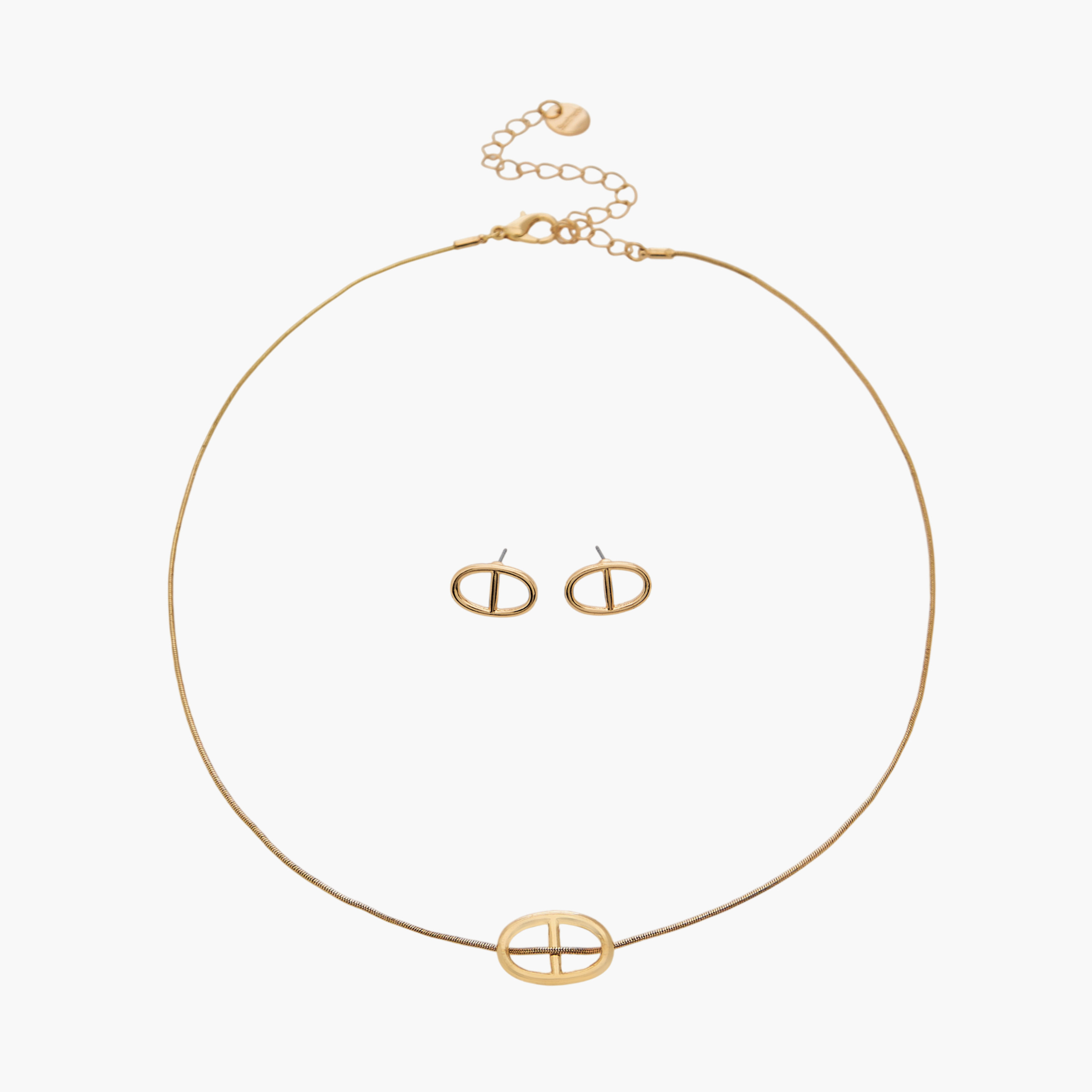 طقم عقد وحلقان بتصميم هندسي - قطعتين-girls-accessories-jewellery-image-1