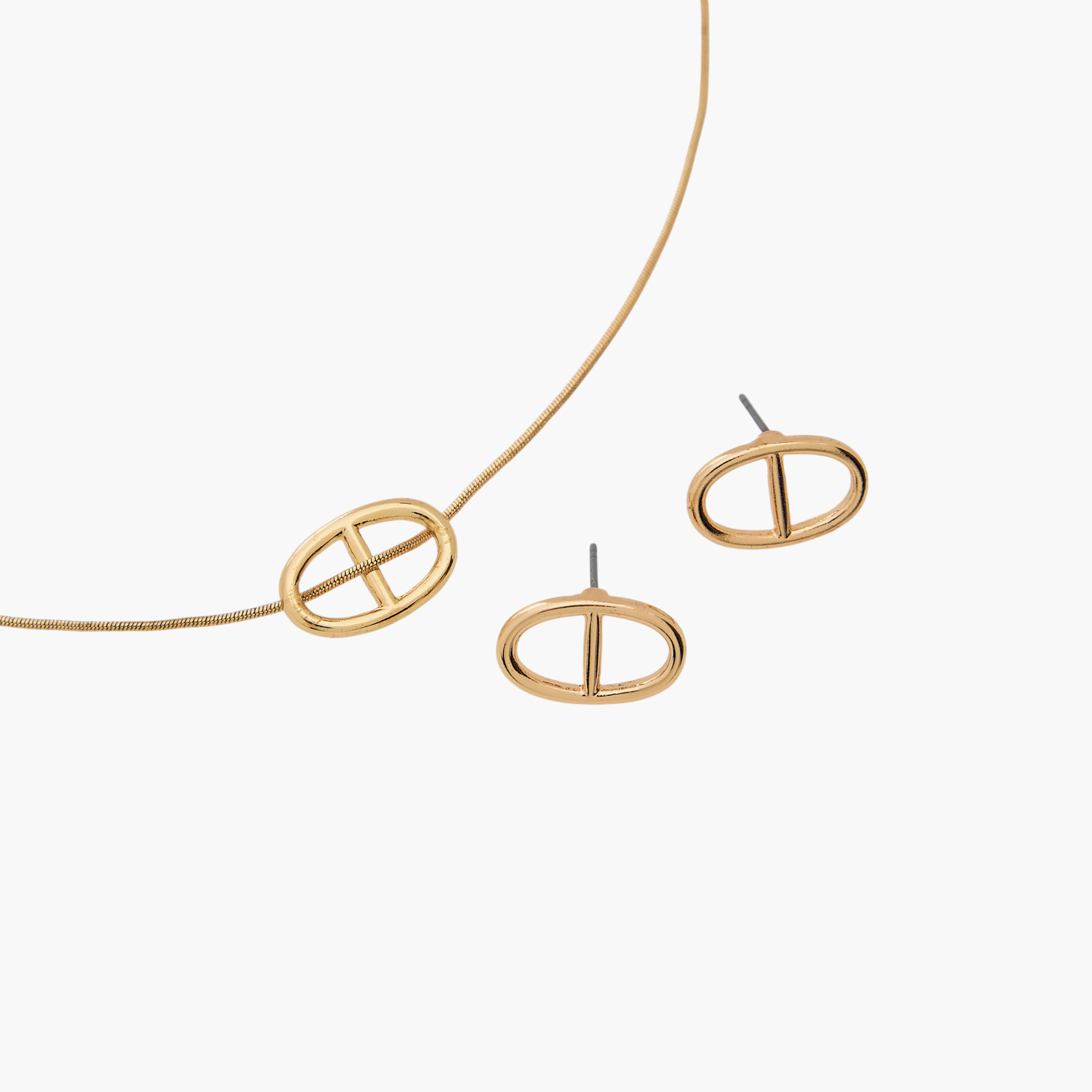 طقم عقد وحلقان بتصميم هندسي - قطعتين-girls-accessories-jewellery-image-3