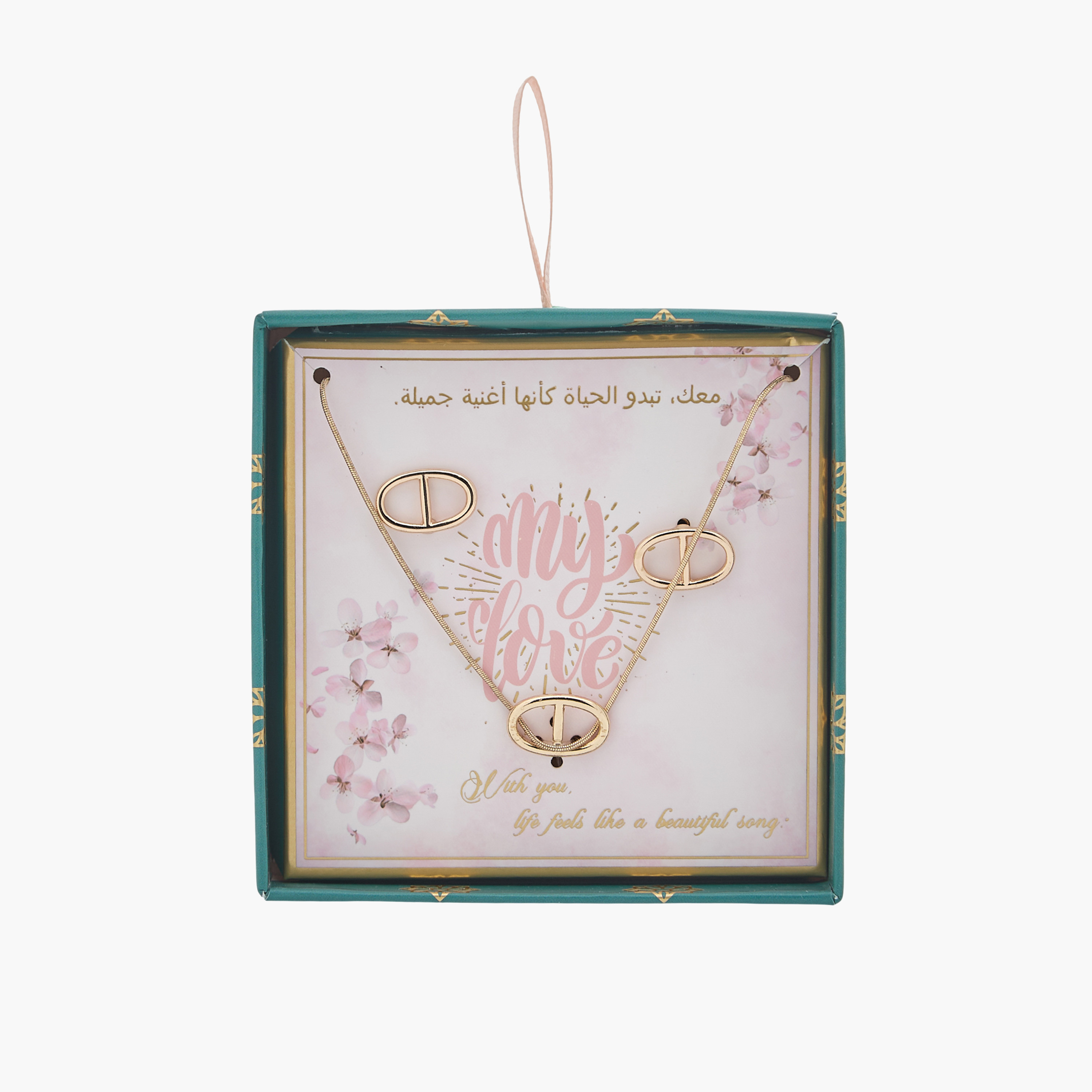 طقم عقد وحلقان بتصميم هندسي - قطعتين-girls-accessories-jewellery-image-8
