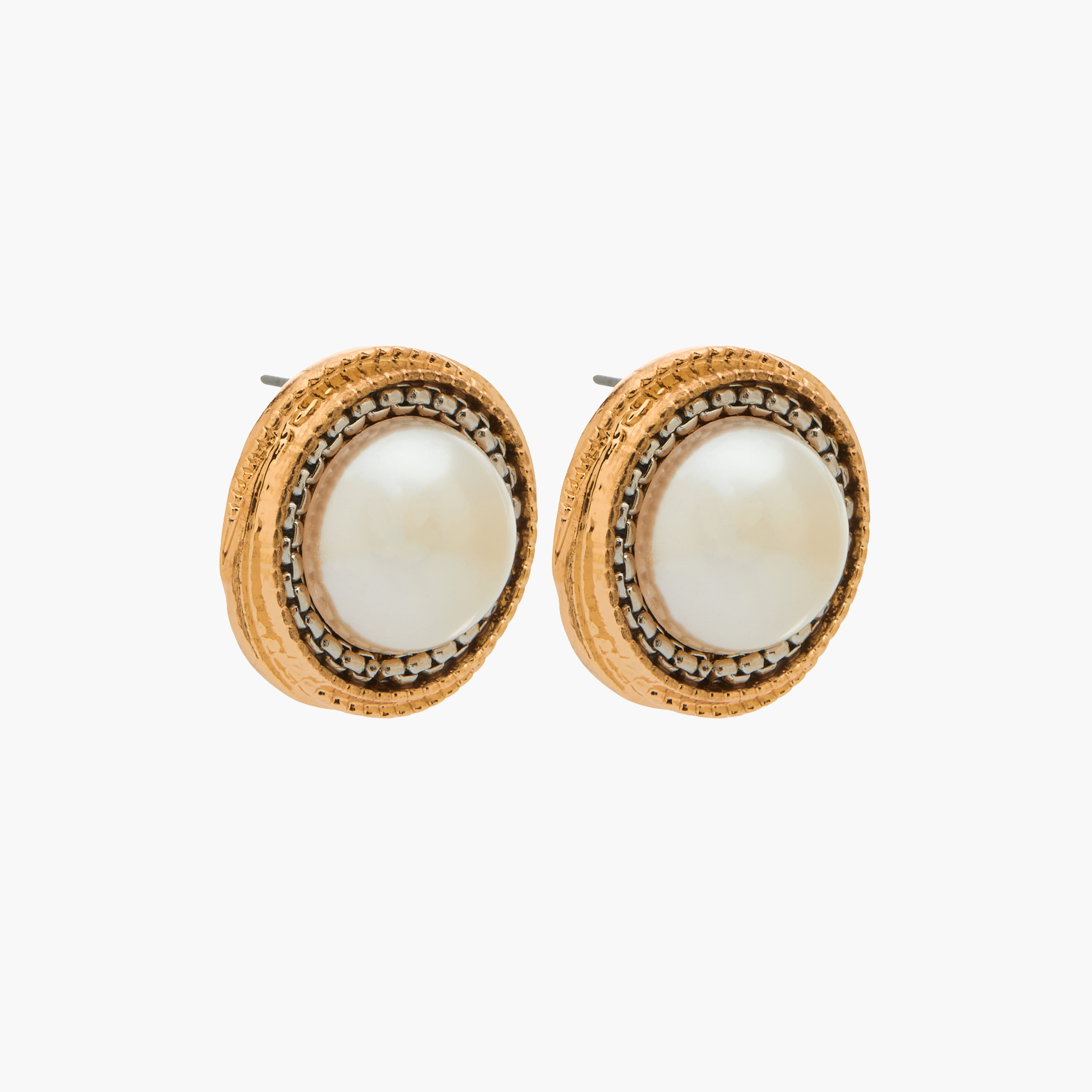 حلقان بلون ذهبي مزينة باللؤلؤ بمكبس إغلاق خلفي-women-watchesandjewellery-jewellery-earrings-image-2