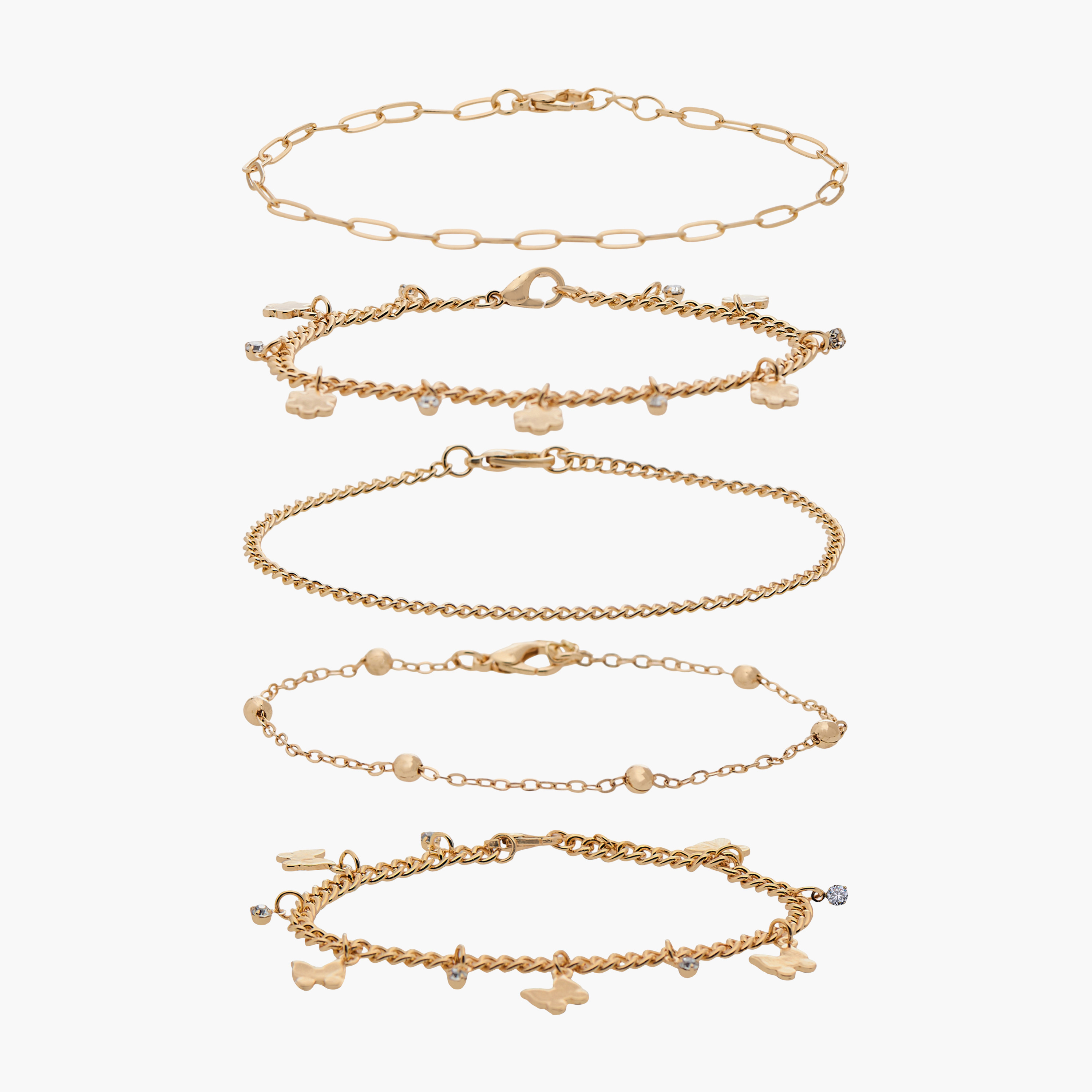 Pack of 5 Gold Tone Assorted Bracelet-women-watchesandjewellery-jewellery-banglesandbracelets-image-1