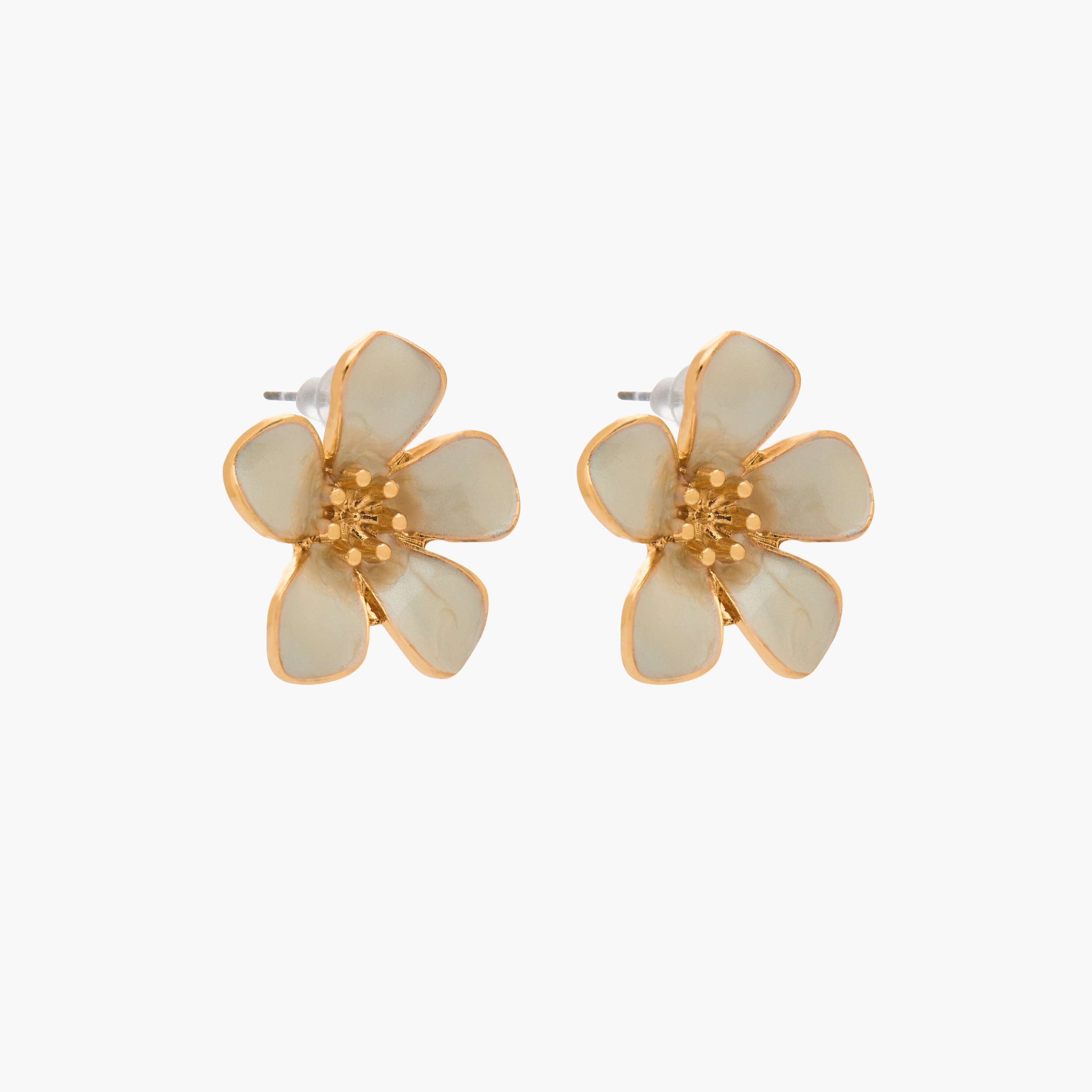 Gold Tone Floral Stud Earrings with Pushback Closure-women-watchesandjewellery-jewellery-earrings-image-2