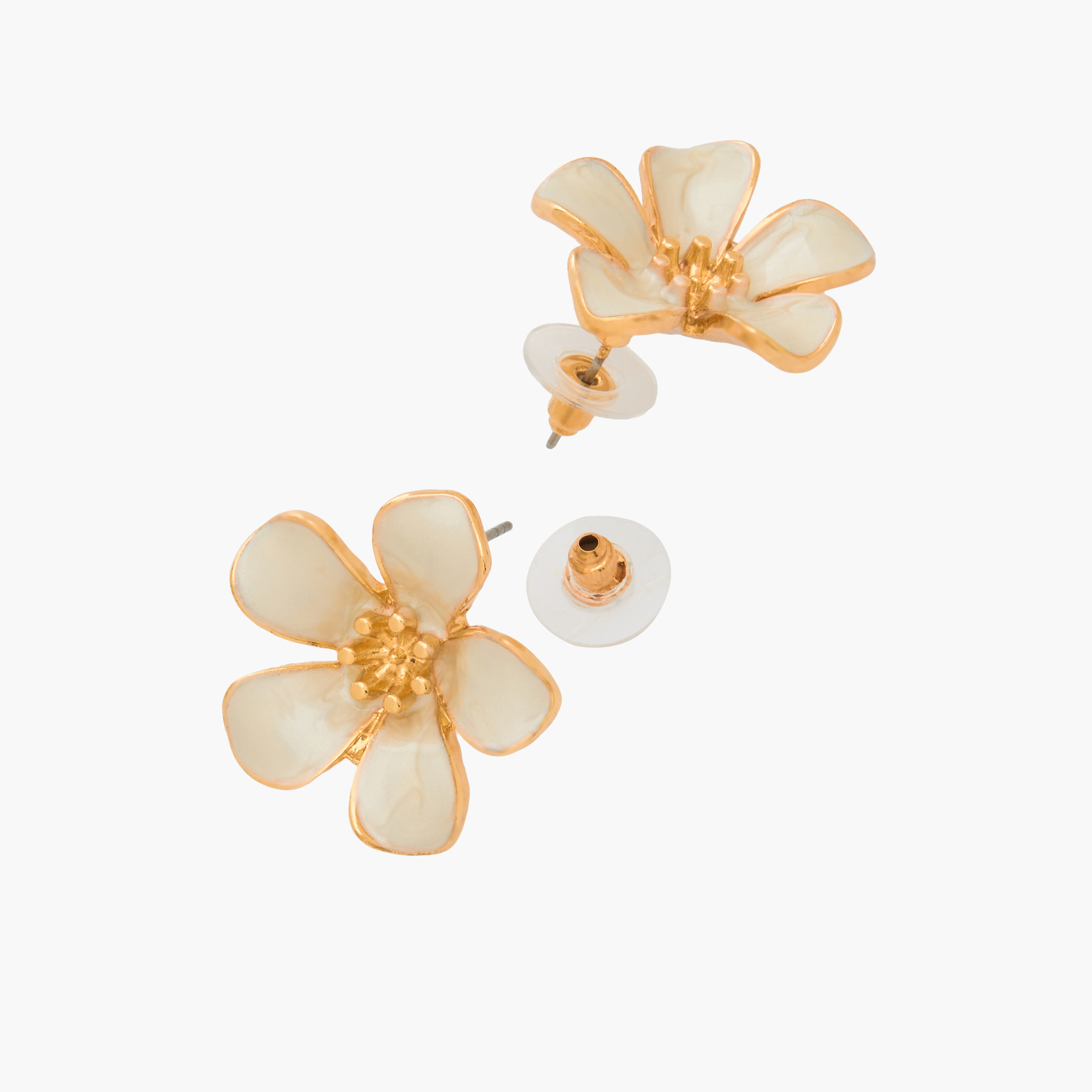 Gold Tone Floral Stud Earrings with Pushback Closure-women-watchesandjewellery-jewellery-earrings-image-4