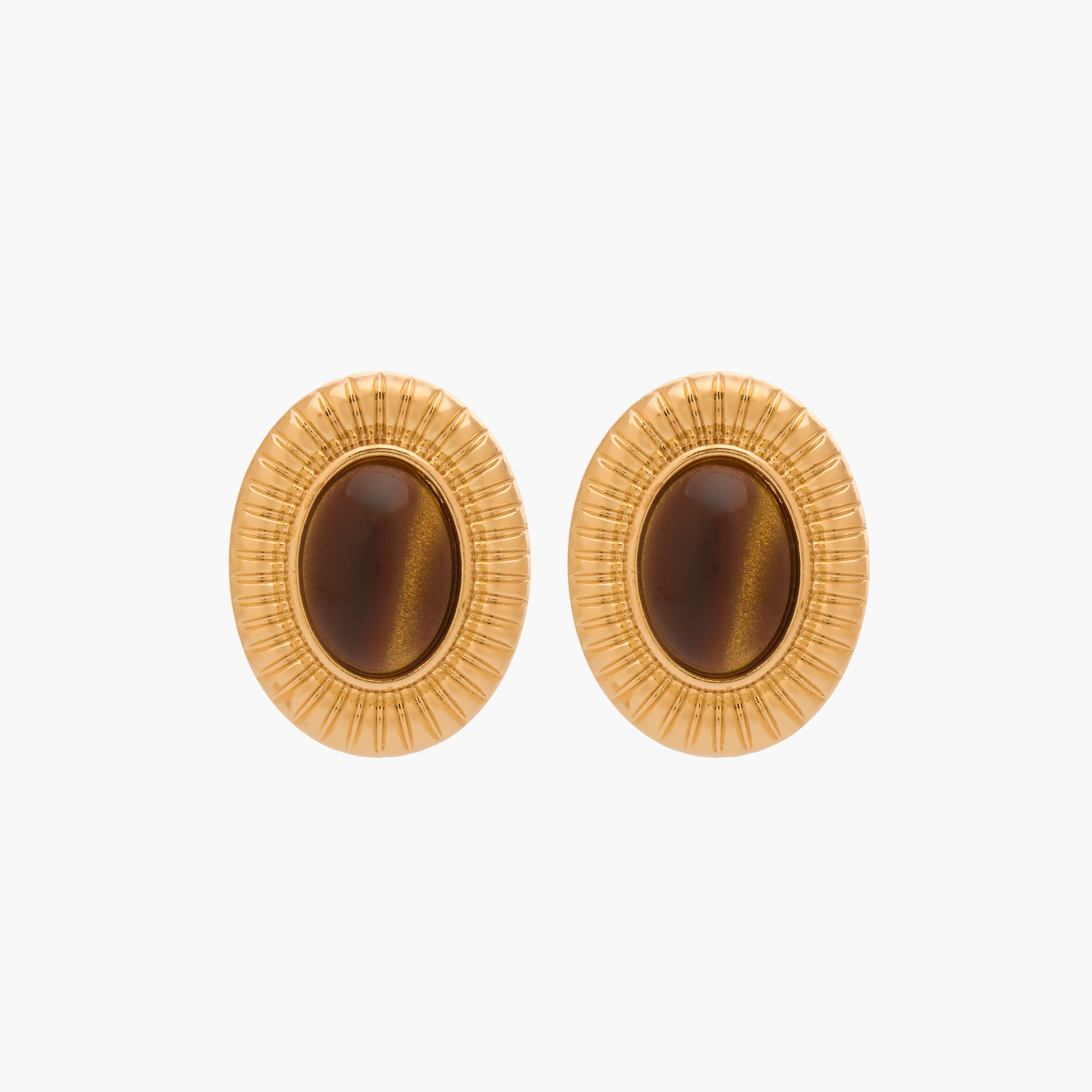 حلقان بيضاوية بلون ذهبي ومكبس إغلاق خلفي-women-watchesandjewellery-jewellery-earrings-image-1