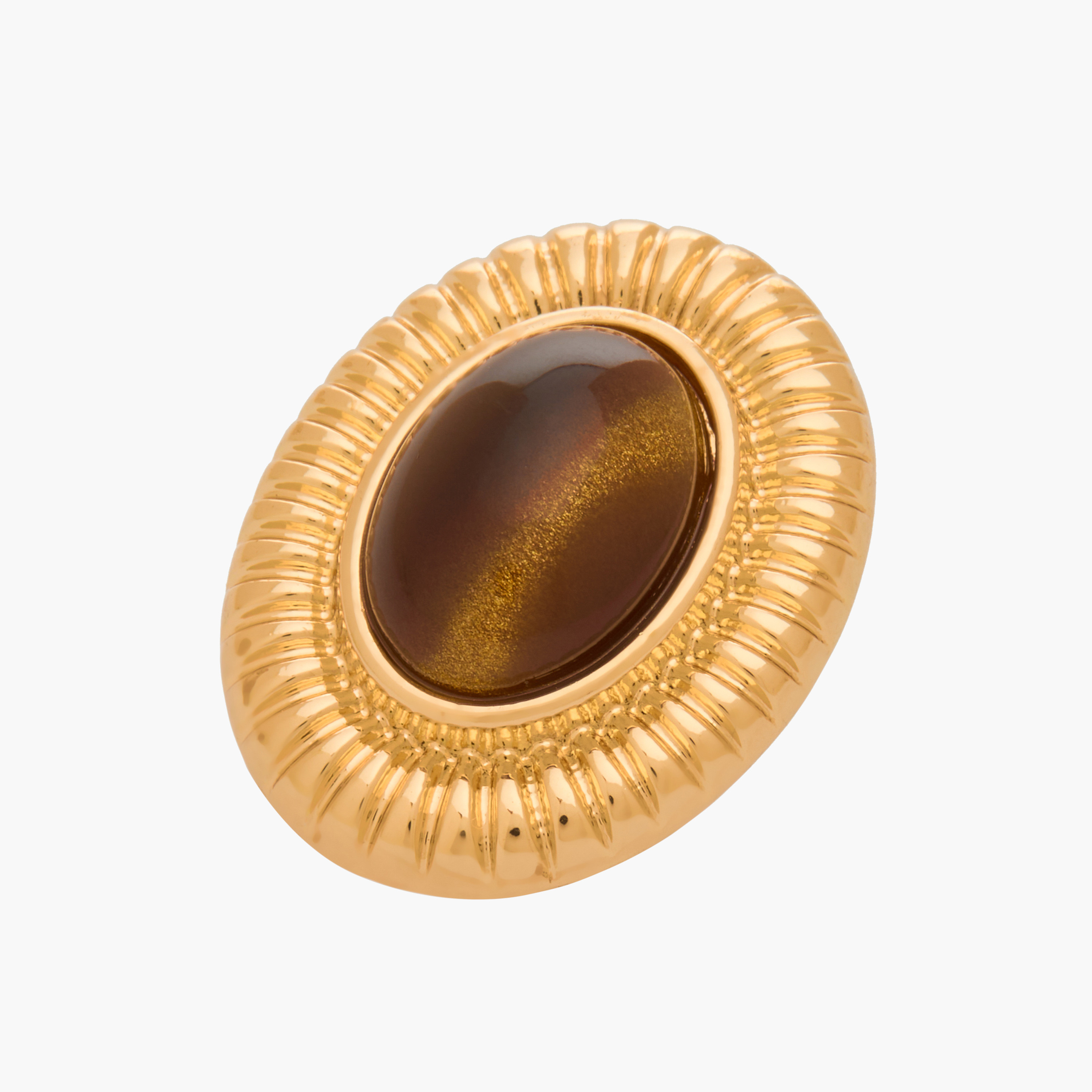 حلقان بيضاوية بلون ذهبي ومكبس إغلاق خلفي-women-watchesandjewellery-jewellery-earrings-image-3