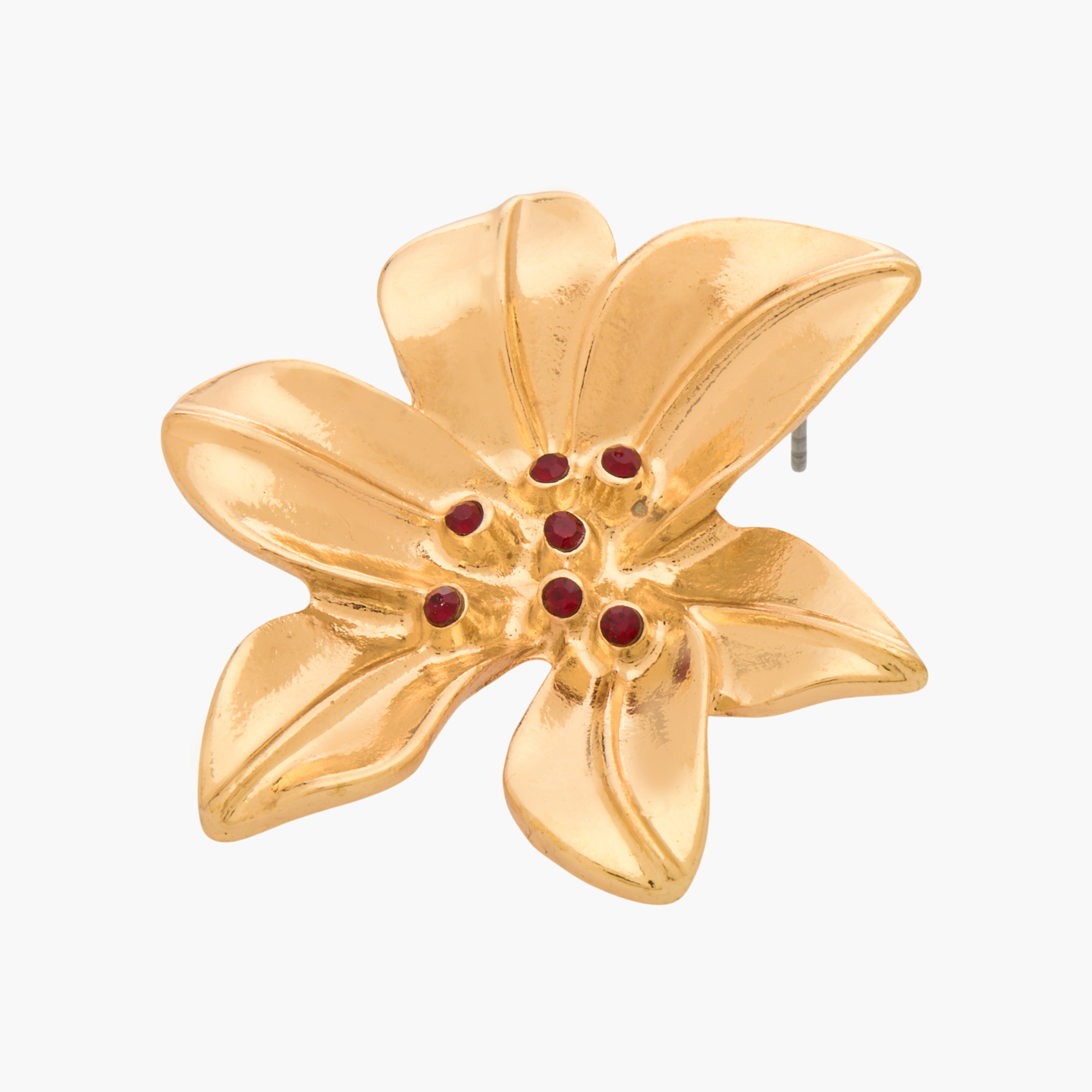 حلقان بلون ذهبي بتصميم زهري ومكبس إغلاق خلفي-women-watchesandjewellery-jewellery-earrings-image-3