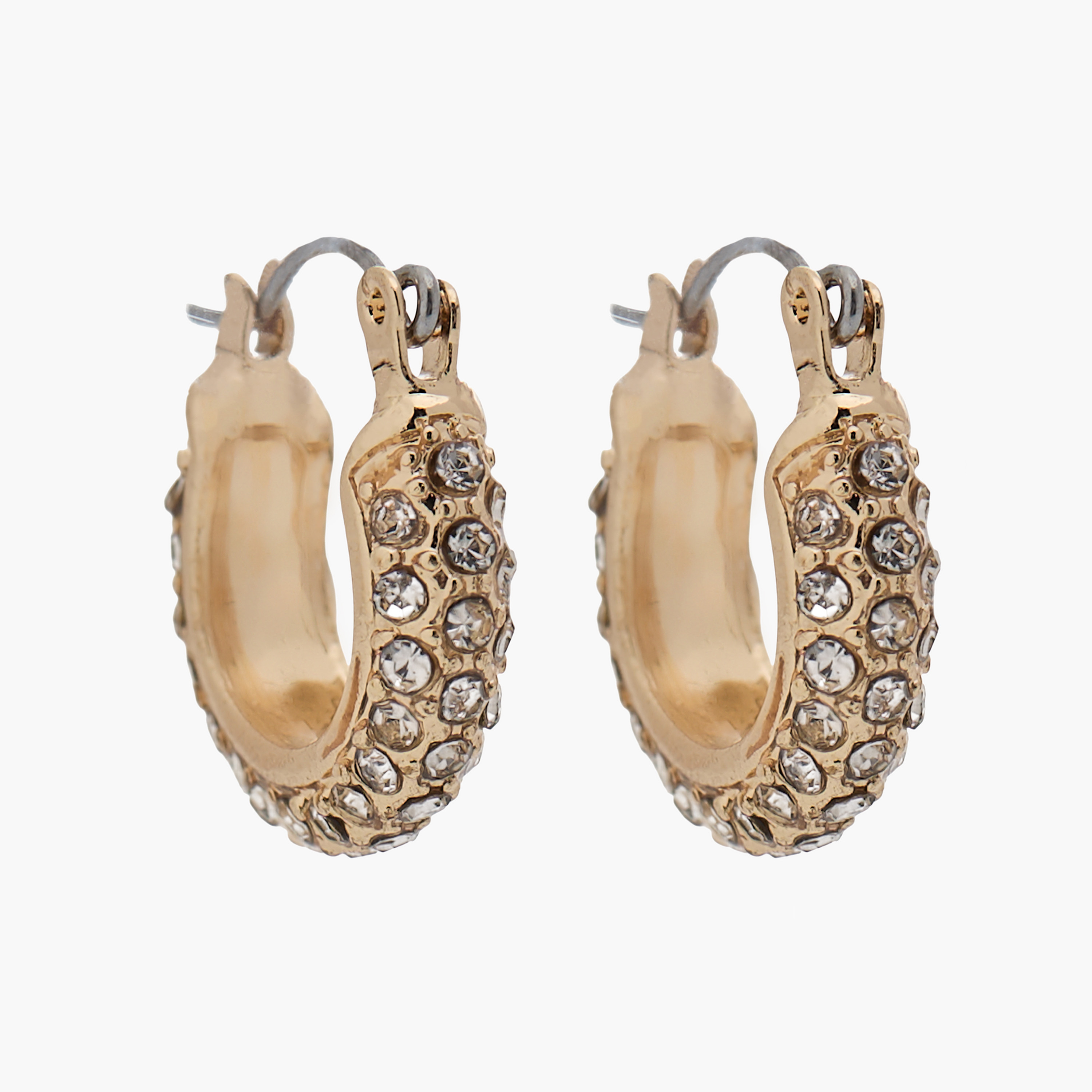حلقان طوق بلون ذهبي مزينة وإغلاق مفصلي-women-watchesandjewellery-jewellery-earrings-image-2