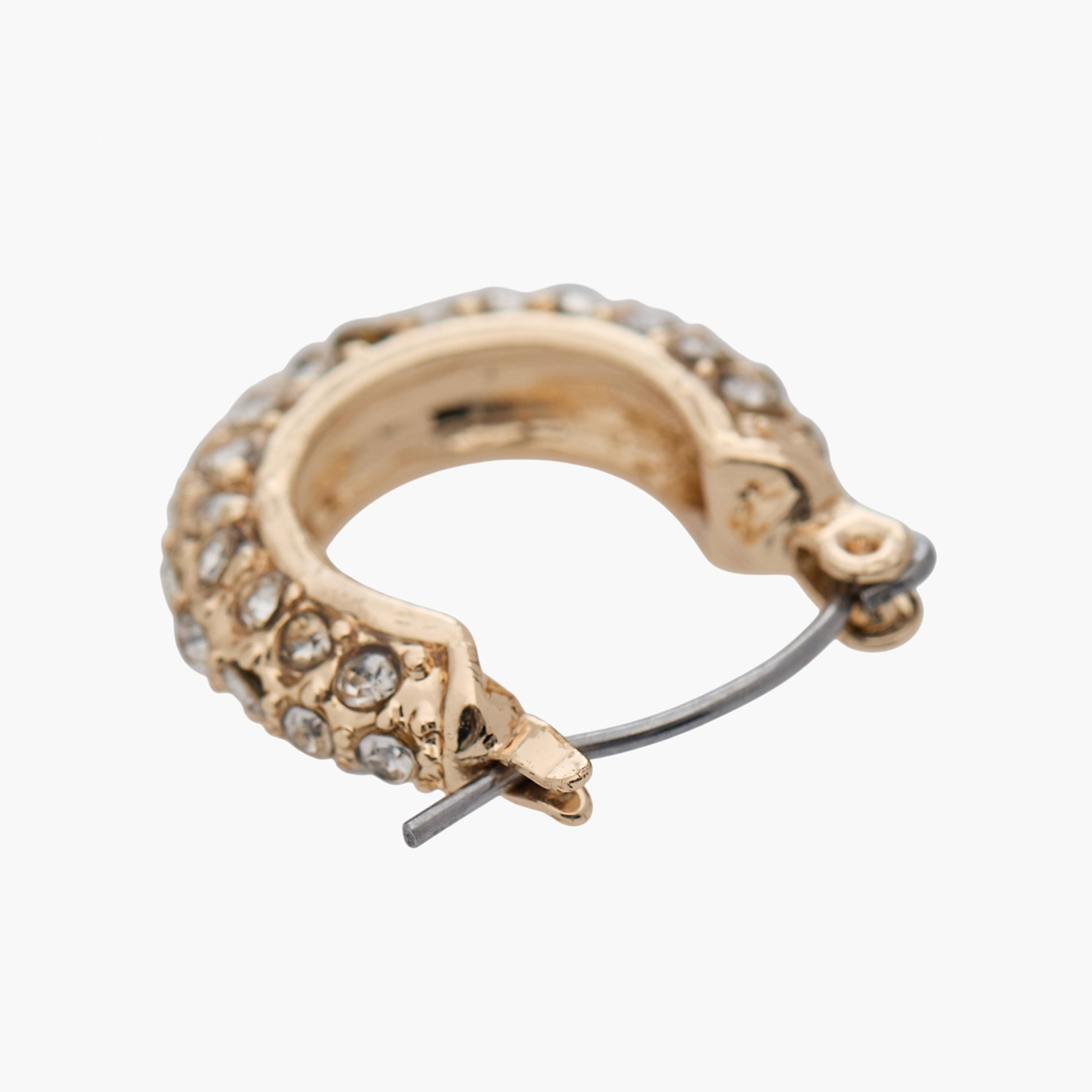 حلقان طوق بلون ذهبي مزينة وإغلاق مفصلي-women-watchesandjewellery-jewellery-earrings-image-4