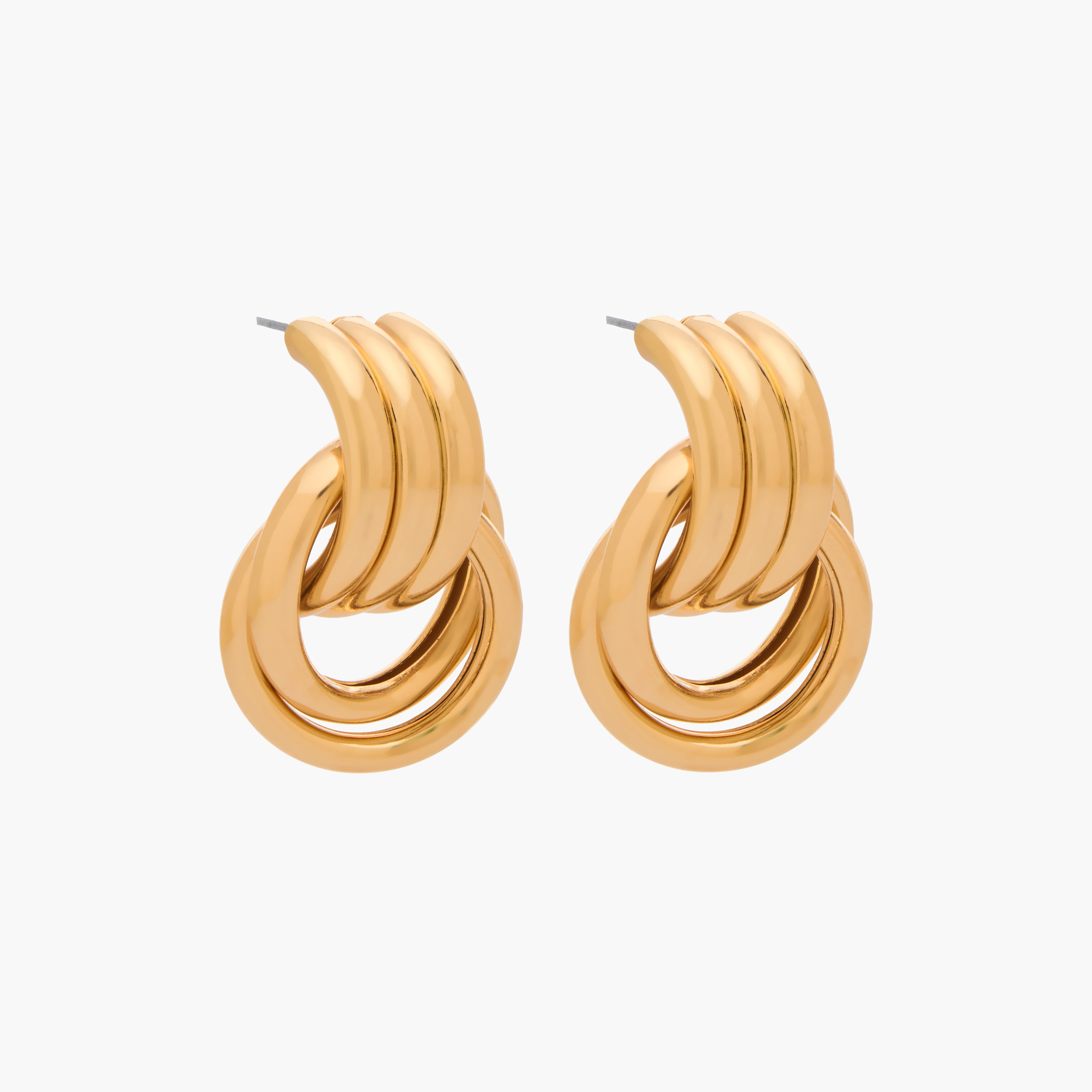 Gold Tone Hoop Earrings with Pushback Closure-women-watchesandjewellery-jewellery-earrings-image-2