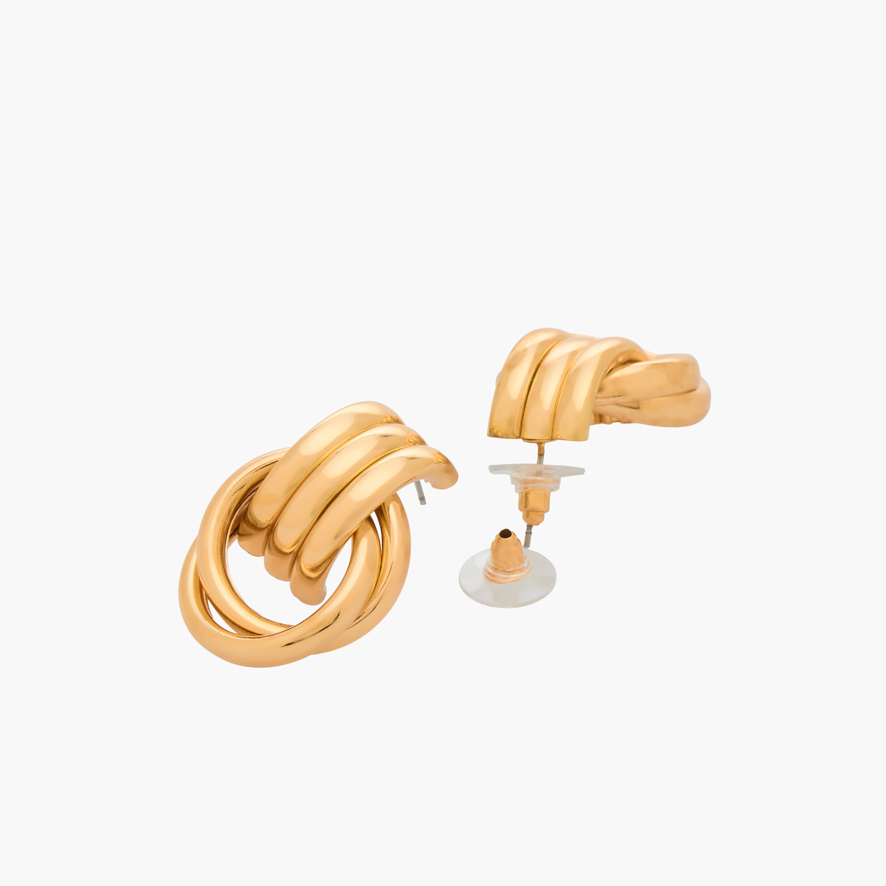 Gold Tone Hoop Earrings with Pushback Closure-women-watchesandjewellery-jewellery-earrings-image-4