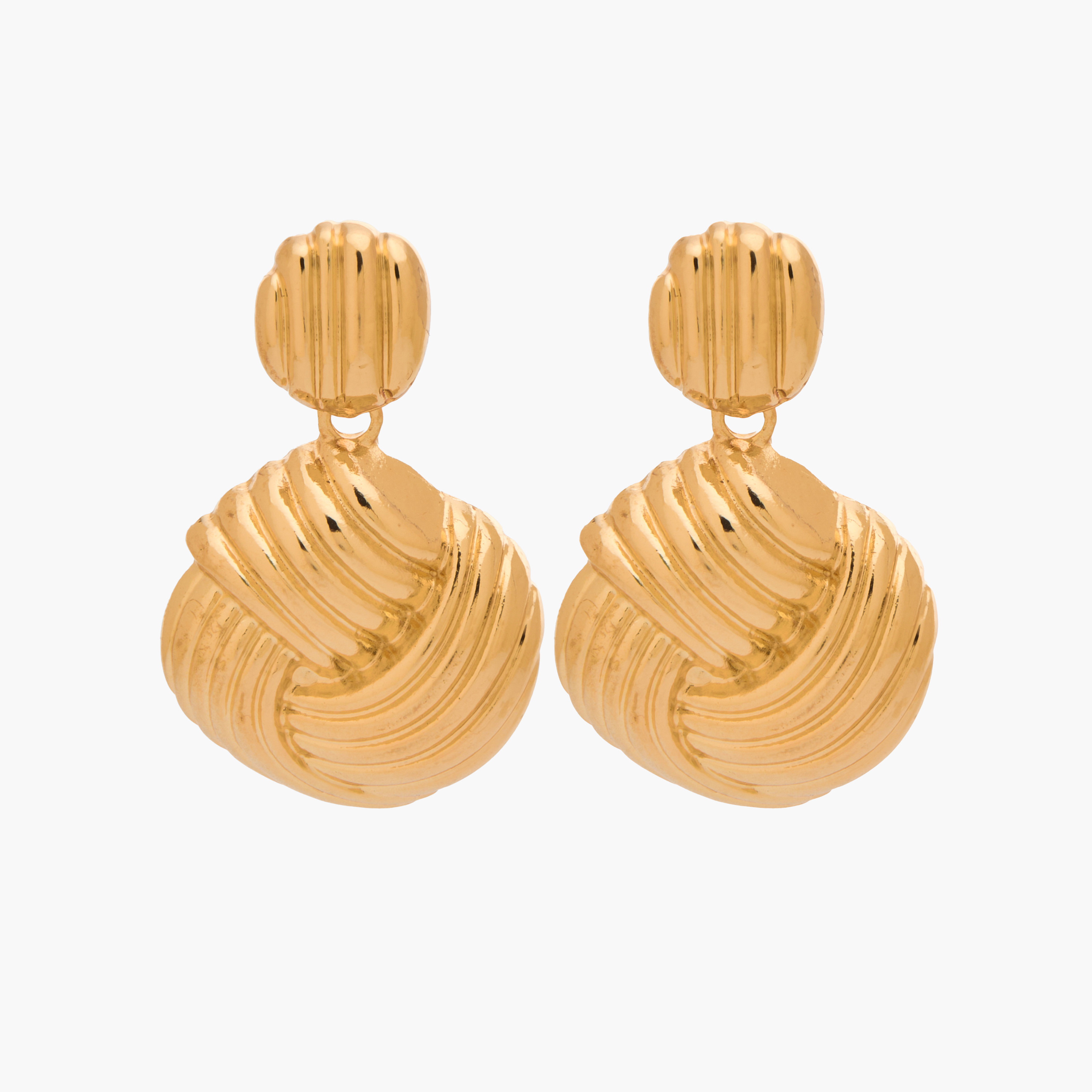 حلقان بلون ذهبي بتصميم عقدة متدلية ومكبس إغلاق خلفي-women-watchesandjewellery-jewellery-earrings-image-1
