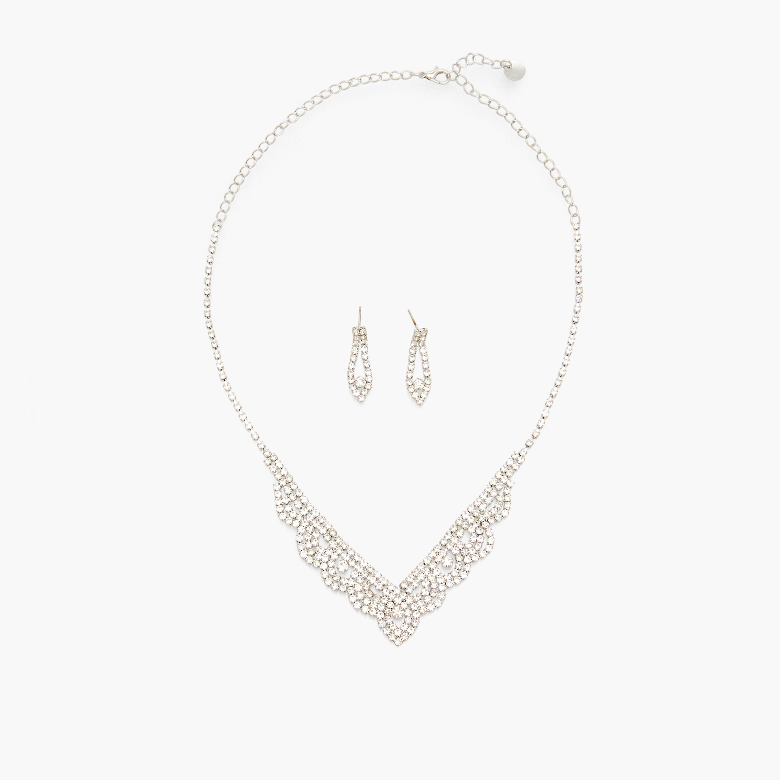 Set of 2 - Stone Embellished Necklace and Earrings-girls-accessories-jewellery-image-1