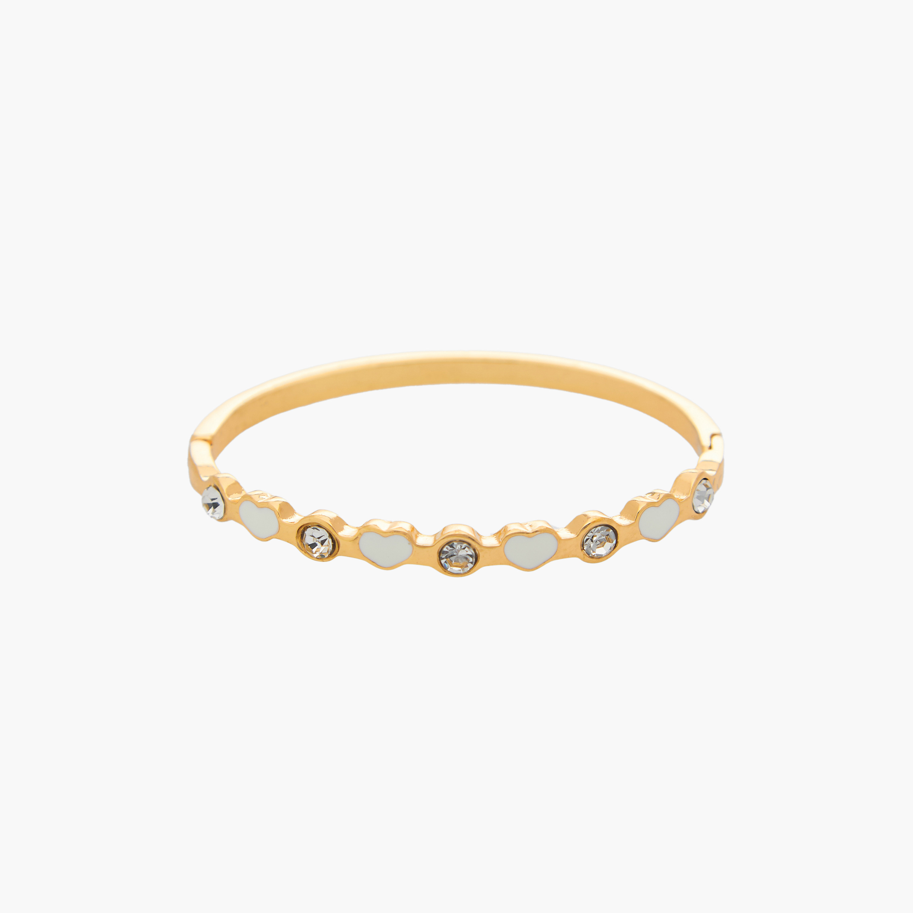 Gold Tone Heart Embellished Bracelet-women-watchesandjewellery-jewellery-banglesandbracelets-image-1