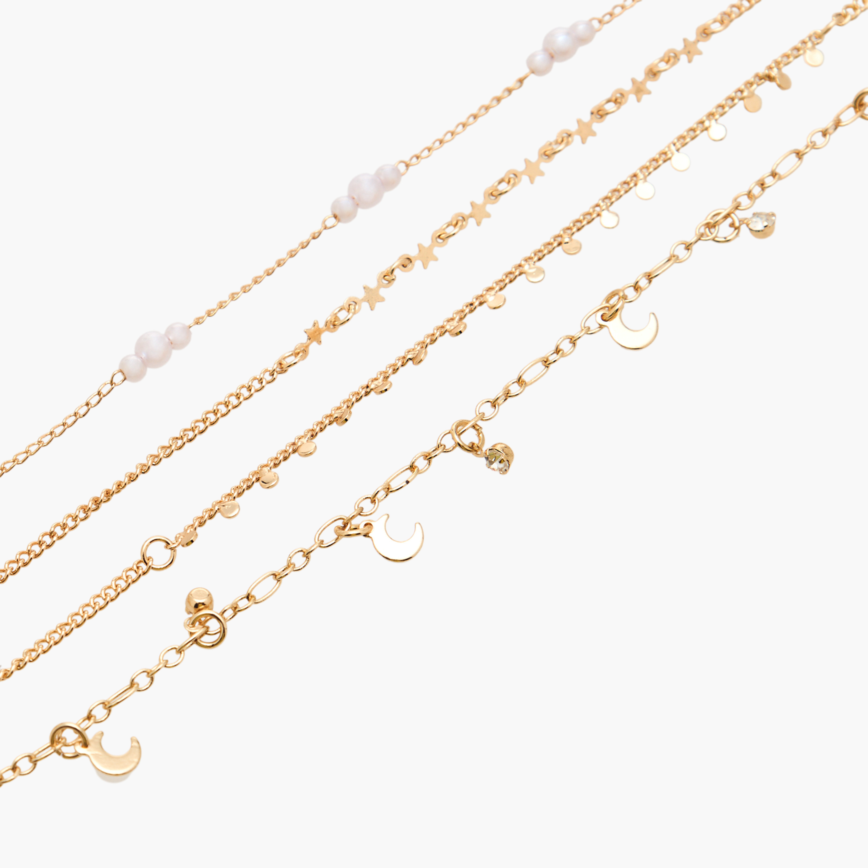 أساور بلون ذهبي مزينة - 4 قطع-women-watchesandjewellery-jewellery-banglesandbracelets-image-10