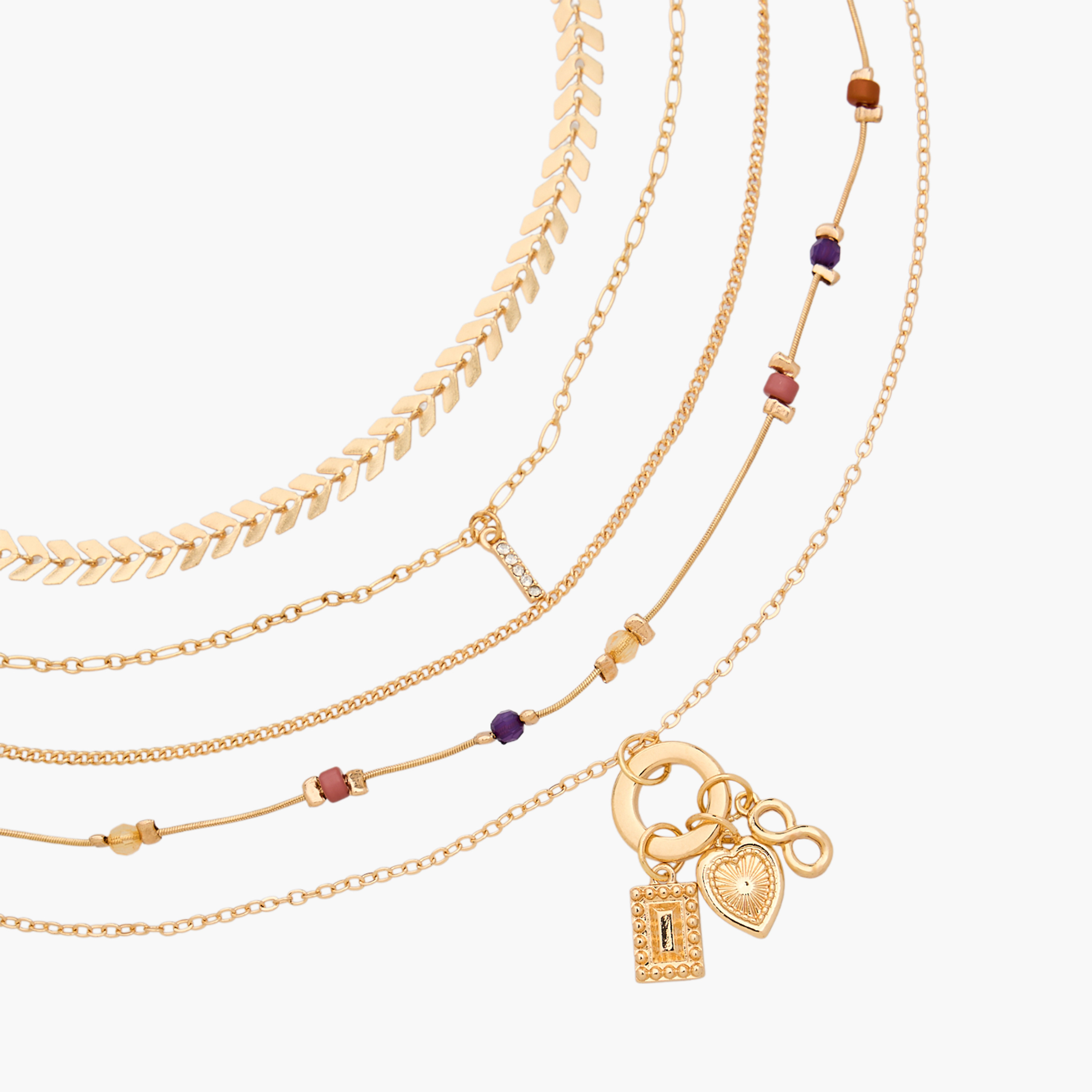 Set of 5 - Gold Tone Necklace with Assorted Design-women-watchesandjewellery-jewellery-necklacesandpendants-image-8