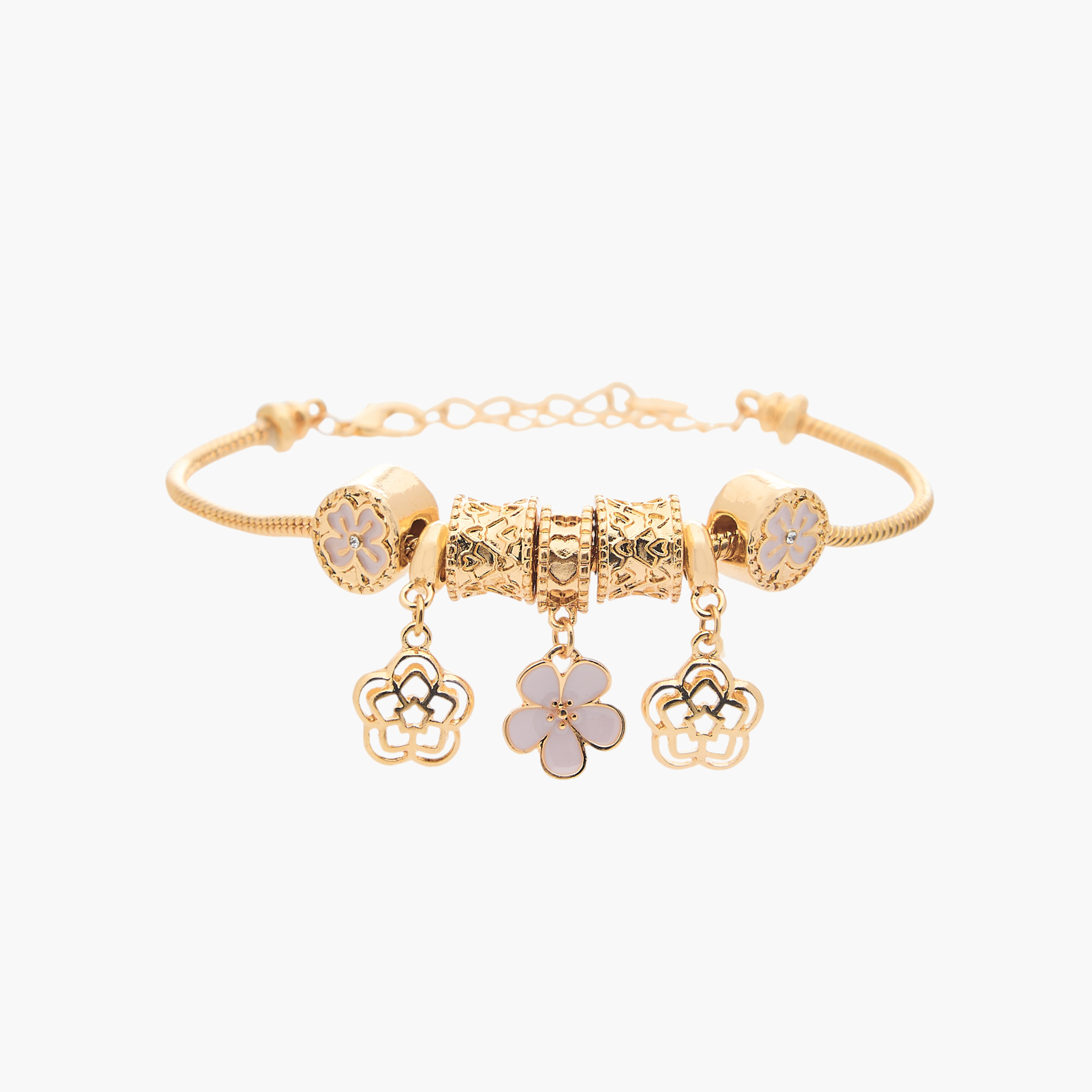 سوار ذهبي اللون بدلايات زهرية-women-watchesandjewellery-jewellery-banglesandbracelets-image-1