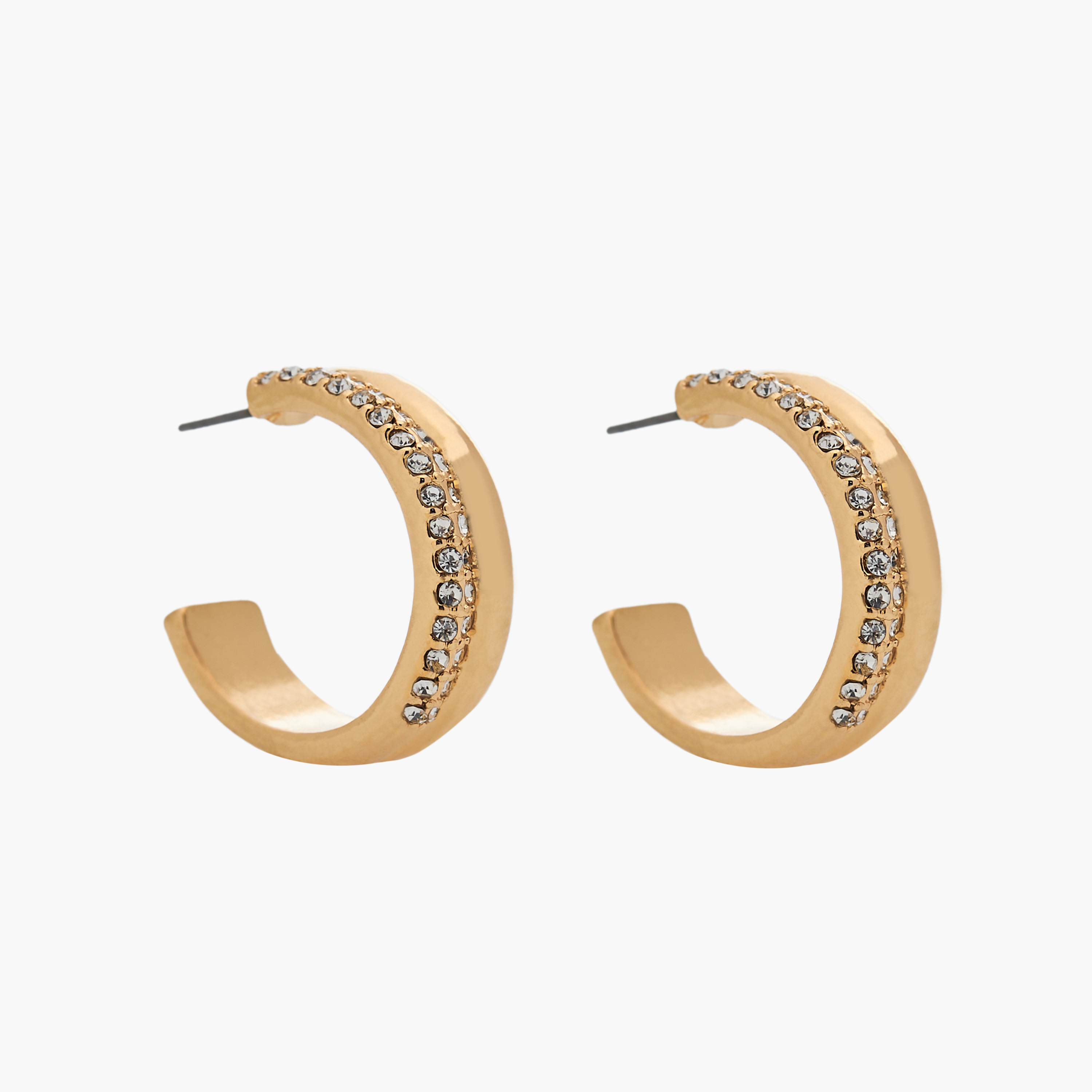 حلقان طوق متنوعة بلون ذهبي ومكبس إغلاق خلفي - 3 قطع-women-watchesandjewellery-jewellery-earrings-image-3
