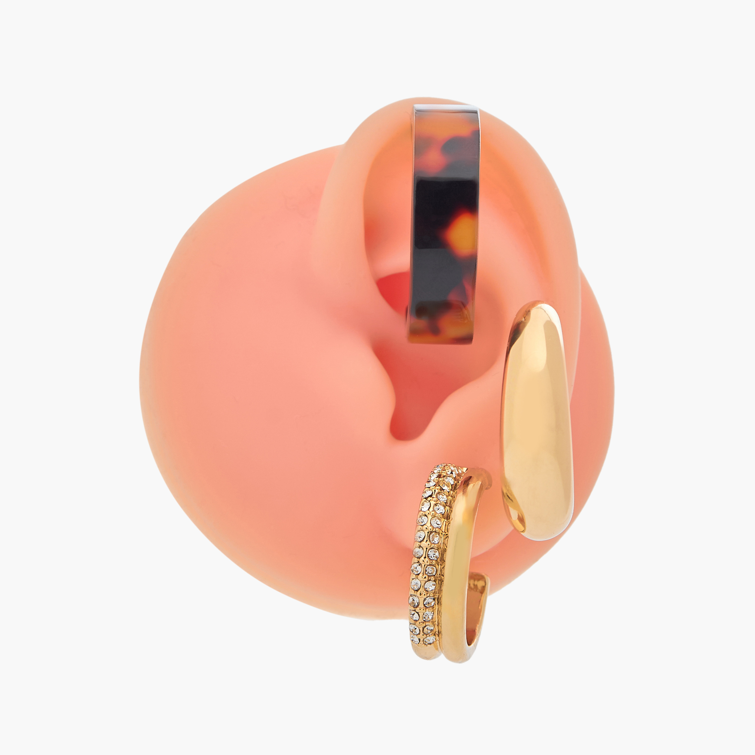 حلقان طوق متنوعة بلون ذهبي ومكبس إغلاق خلفي - 3 قطع-women-watchesandjewellery-jewellery-earrings-image-8