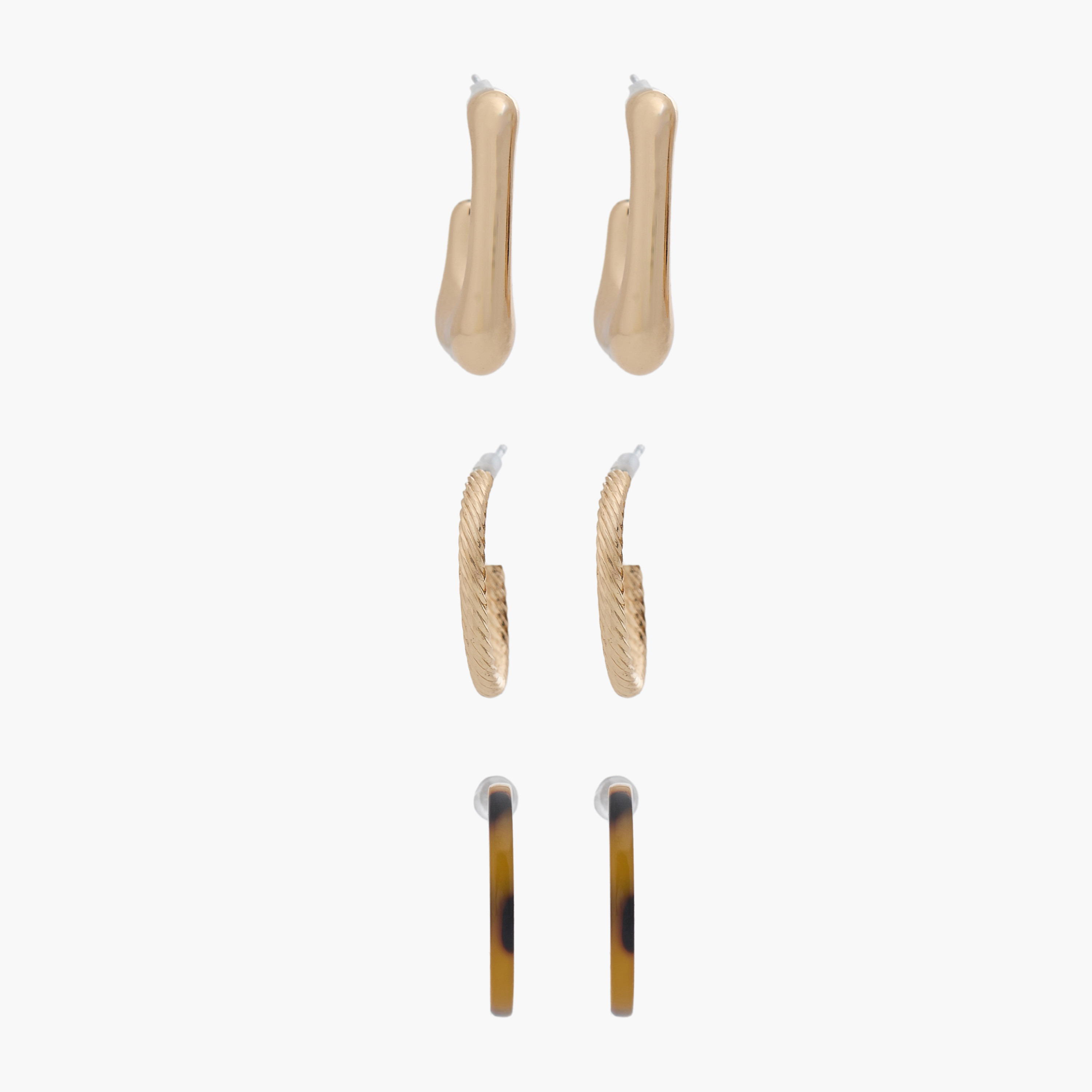Pack of 3 Assorted Hoop Earrings with Pushback Closure-women-watchesandjewellery-jewellery-earrings-image-1