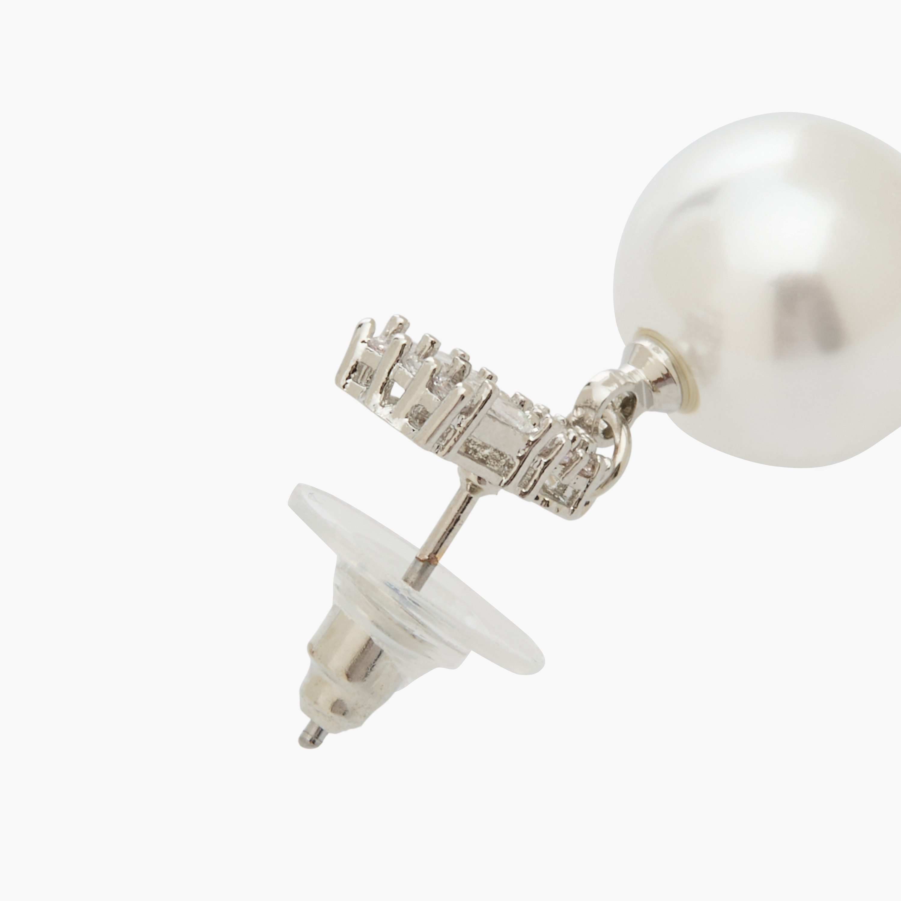 Embellished Pearl Drop Earrings with Pushback Closure-women-watchesandjewellery-jewellery-earrings-image-4