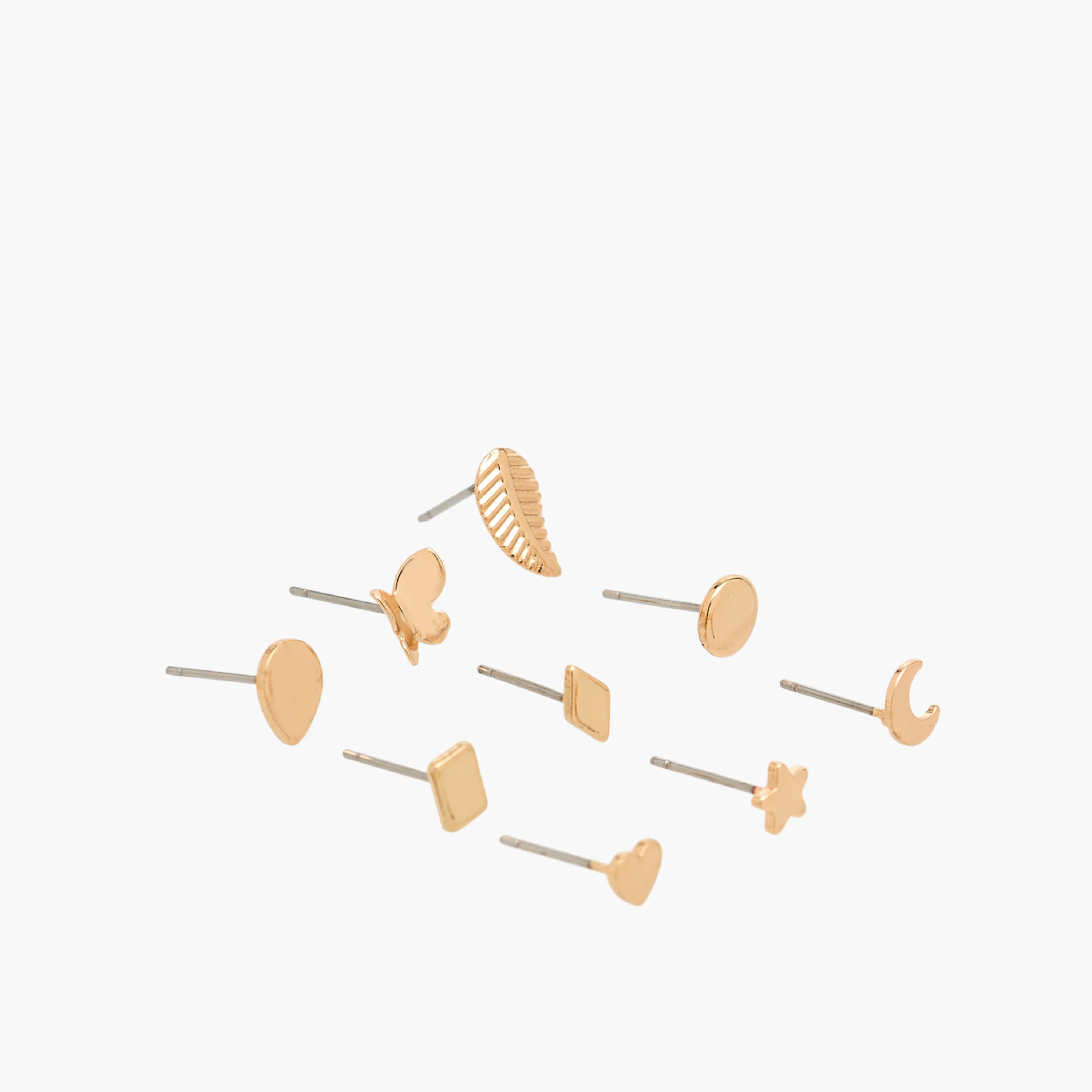 Pack of 9 Gold Tone Assorted Stud Earrings with Pushback Closure-women-watchesandjewellery-jewellery-earrings-image-2