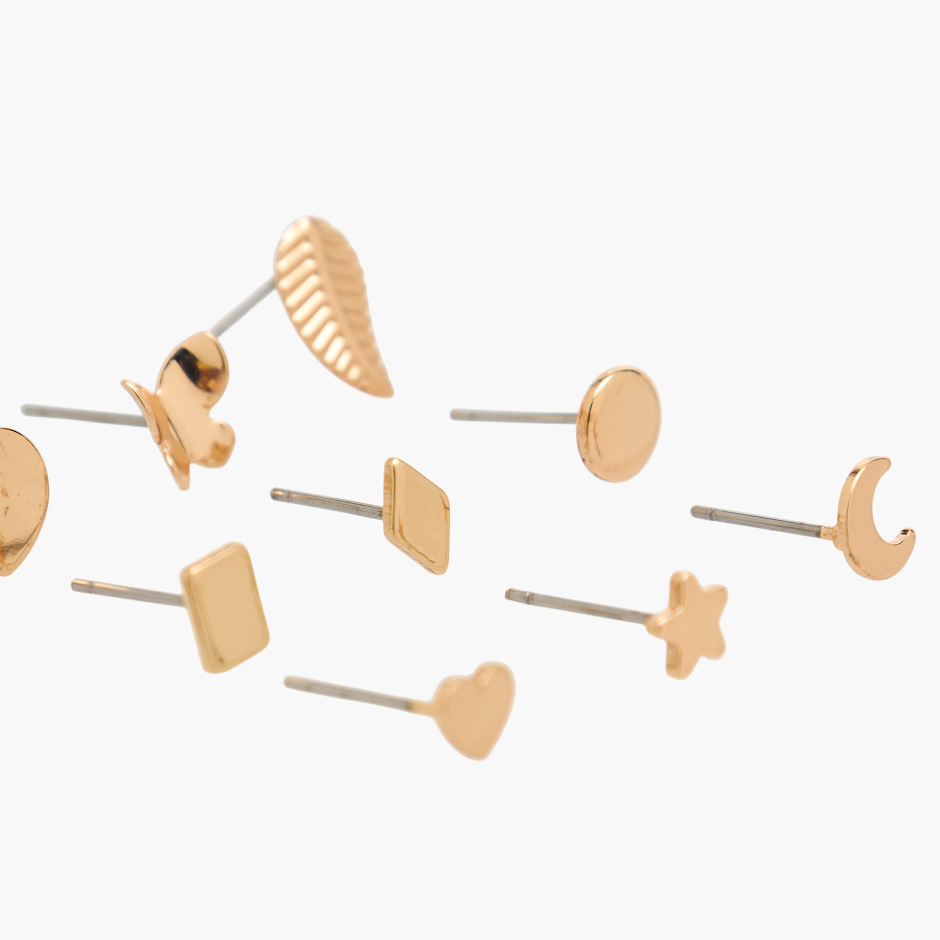 Pack of 9 Gold Tone Assorted Stud Earrings with Pushback Closure-women-watchesandjewellery-jewellery-earrings-image-3