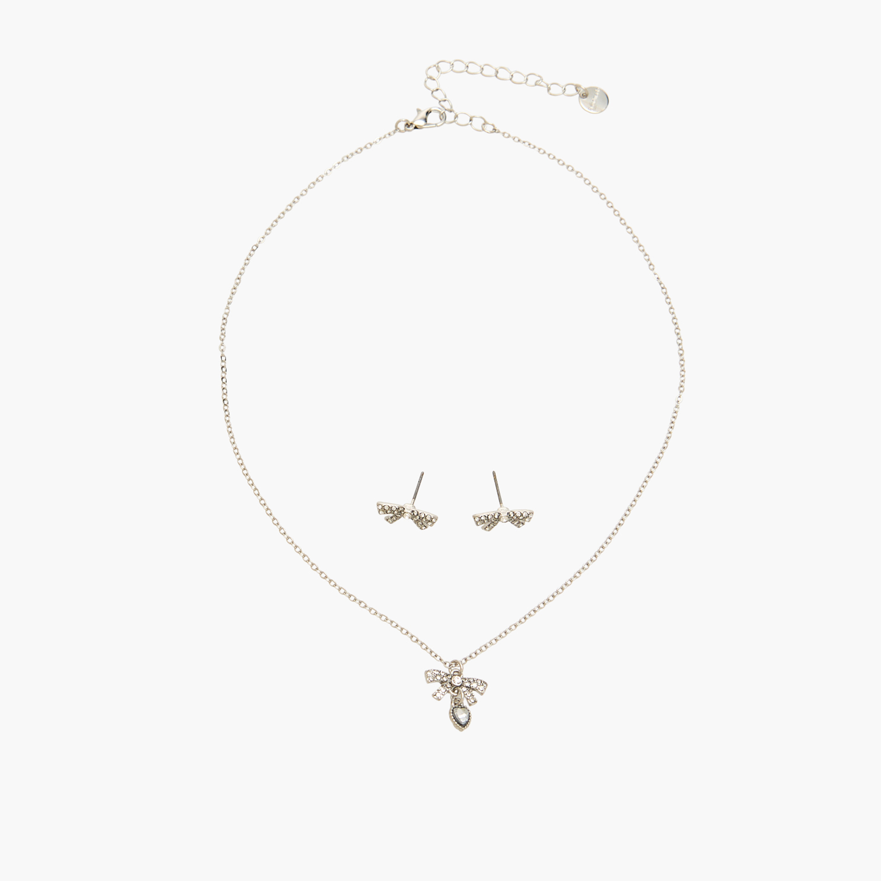 طقم عقد وحلقان مزين بفيونكة وأحجار-girls-accessories-jewellery-image-1