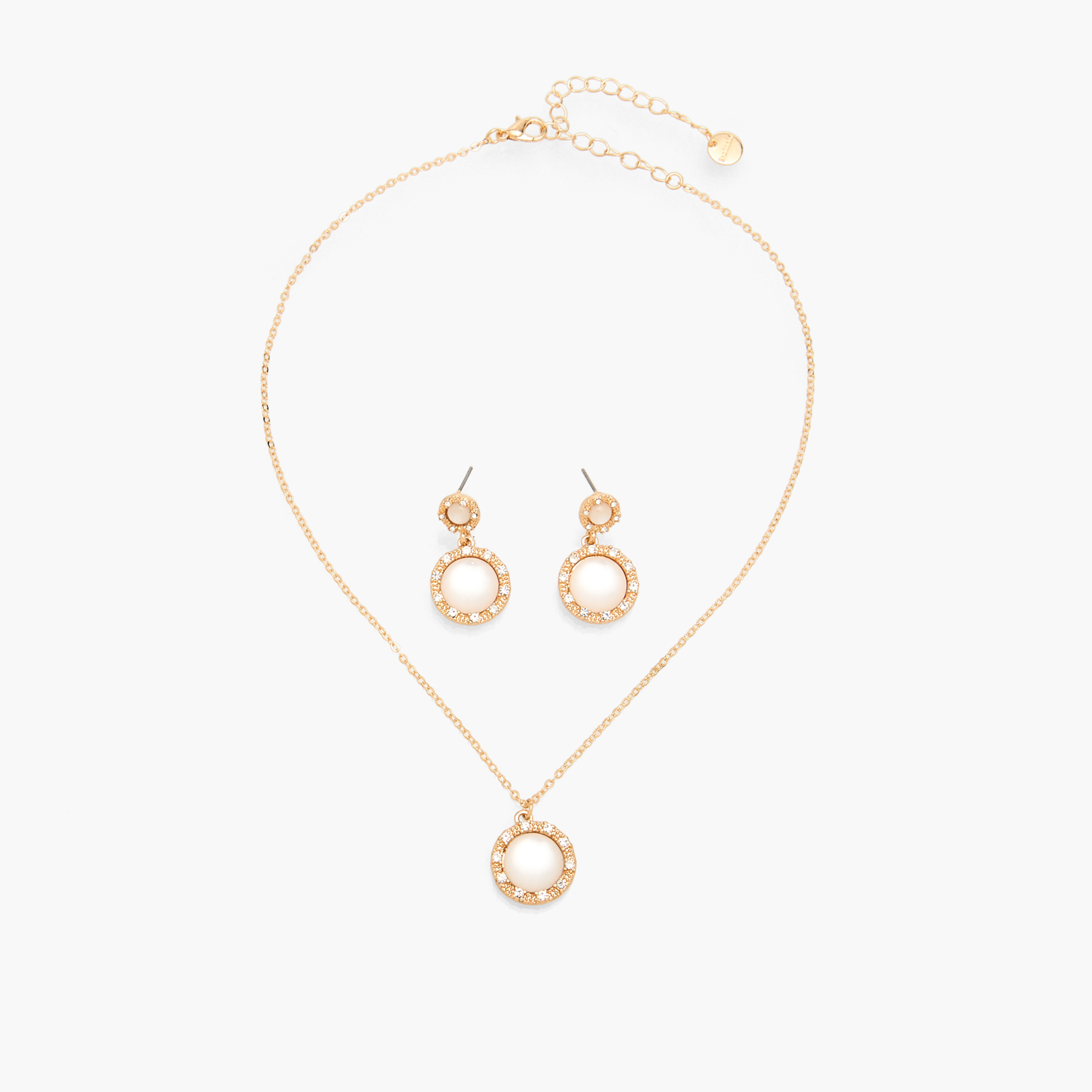 Pearl and Stone Embellished Necklace with Earrings-girls-accessories-jewellery-image-1
