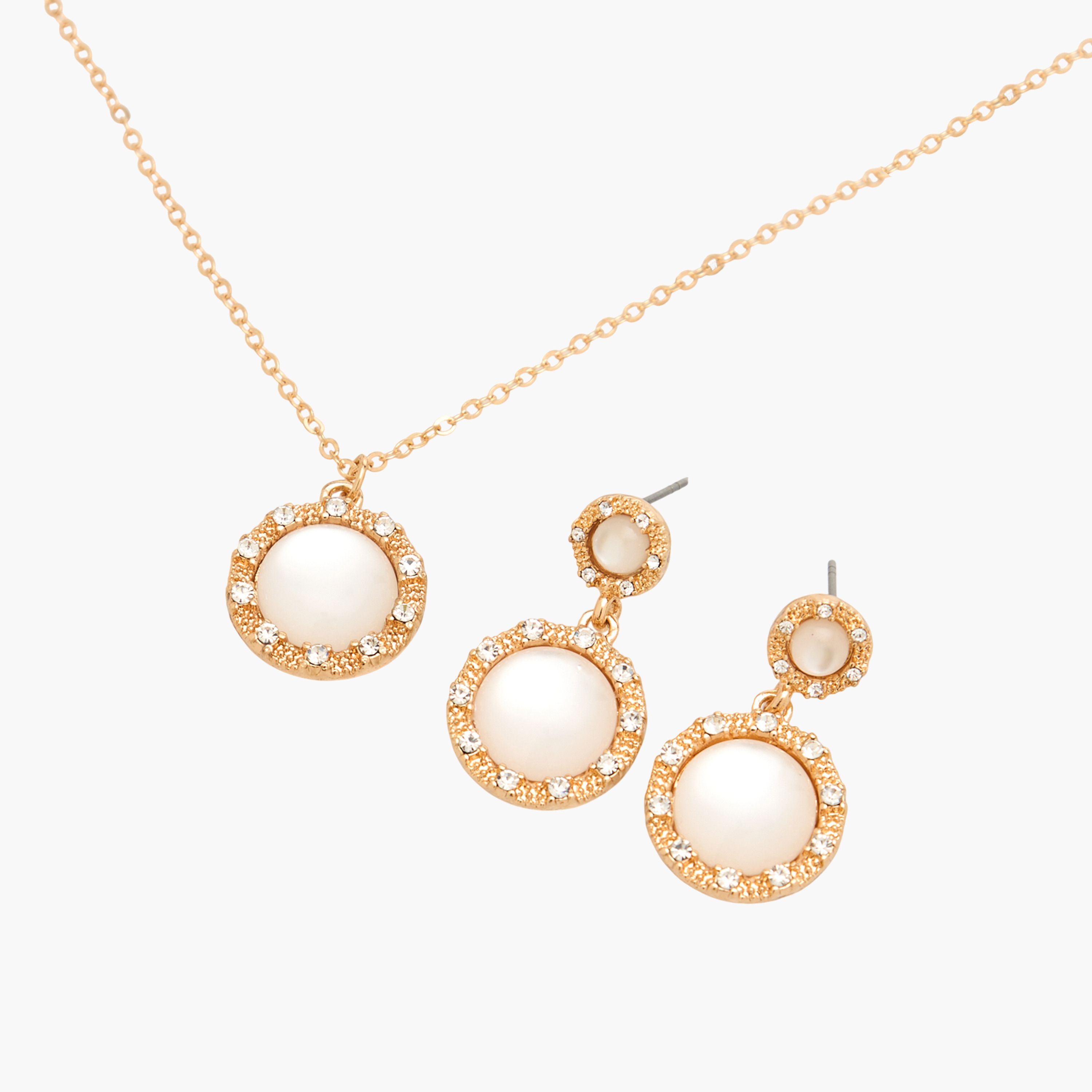 Pearl and Stone Embellished Necklace with Earrings-girls-accessories-jewellery-image-4
