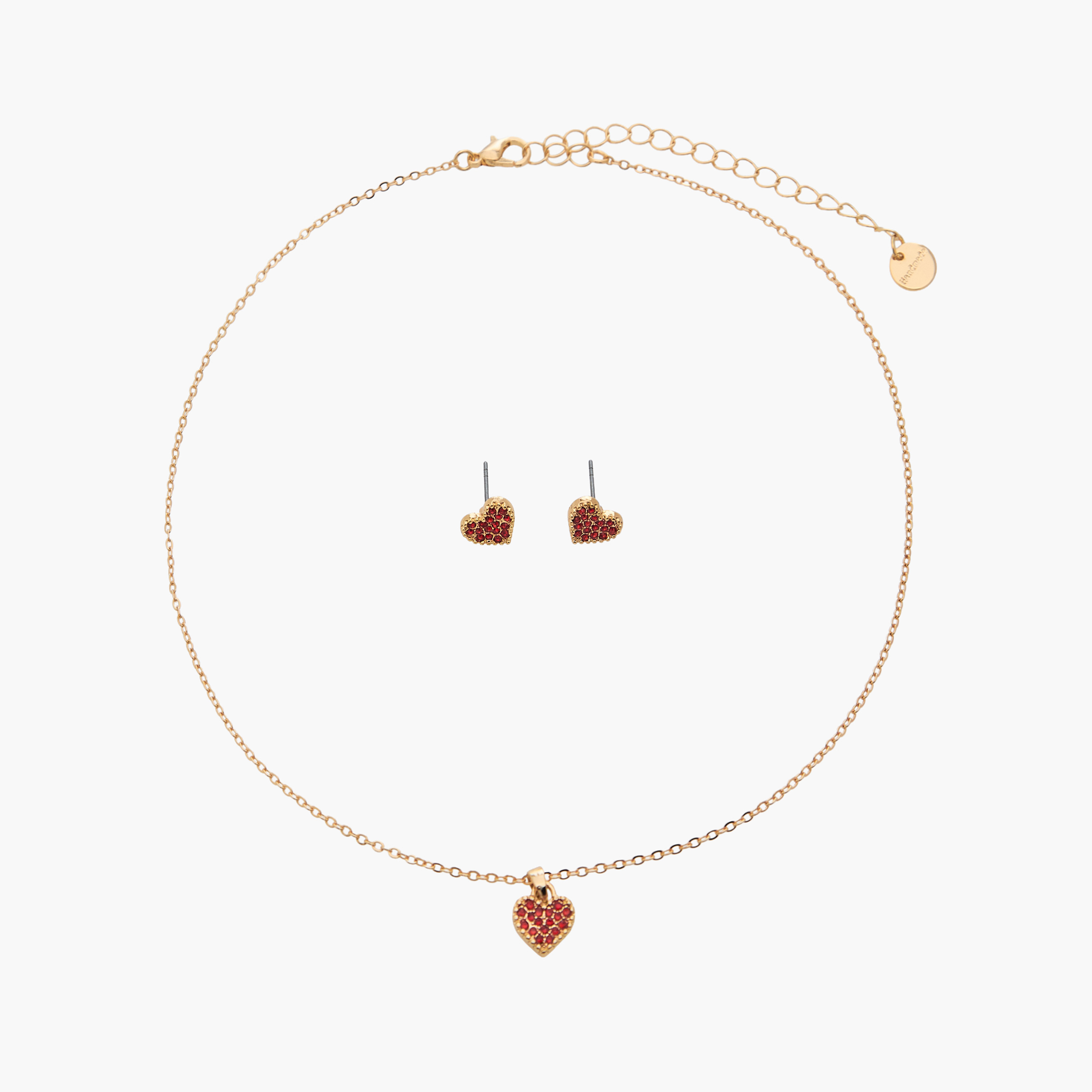 طقم عقد وحلقان مزين بقلب - قطعتين-girls-accessories-jewellery-image-1