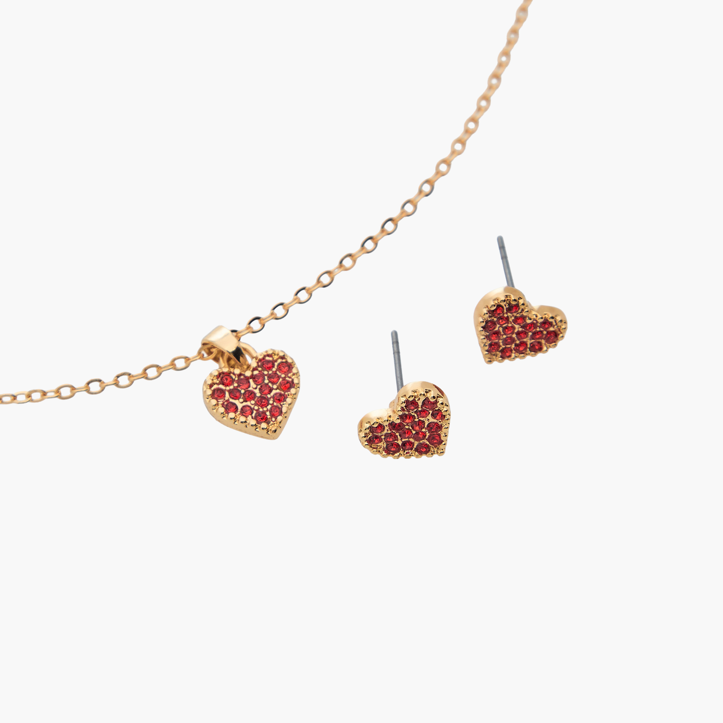 طقم عقد وحلقان مزين بقلب - قطعتين-girls-accessories-jewellery-image-3