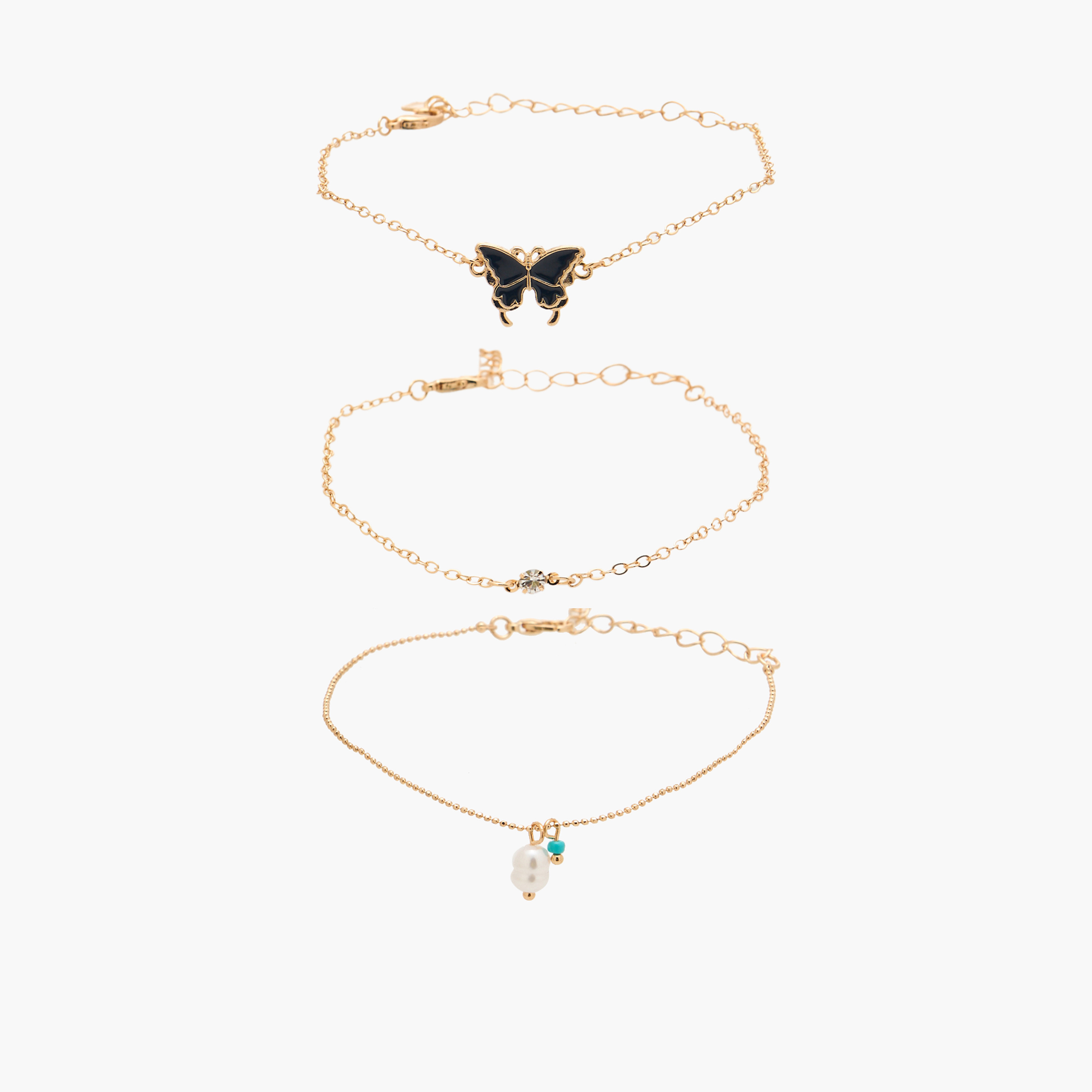 Pack of 3 Gold Tone Embellished Charm Bracelet-women-watchesandjewellery-jewellery-banglesandbracelets-image-1