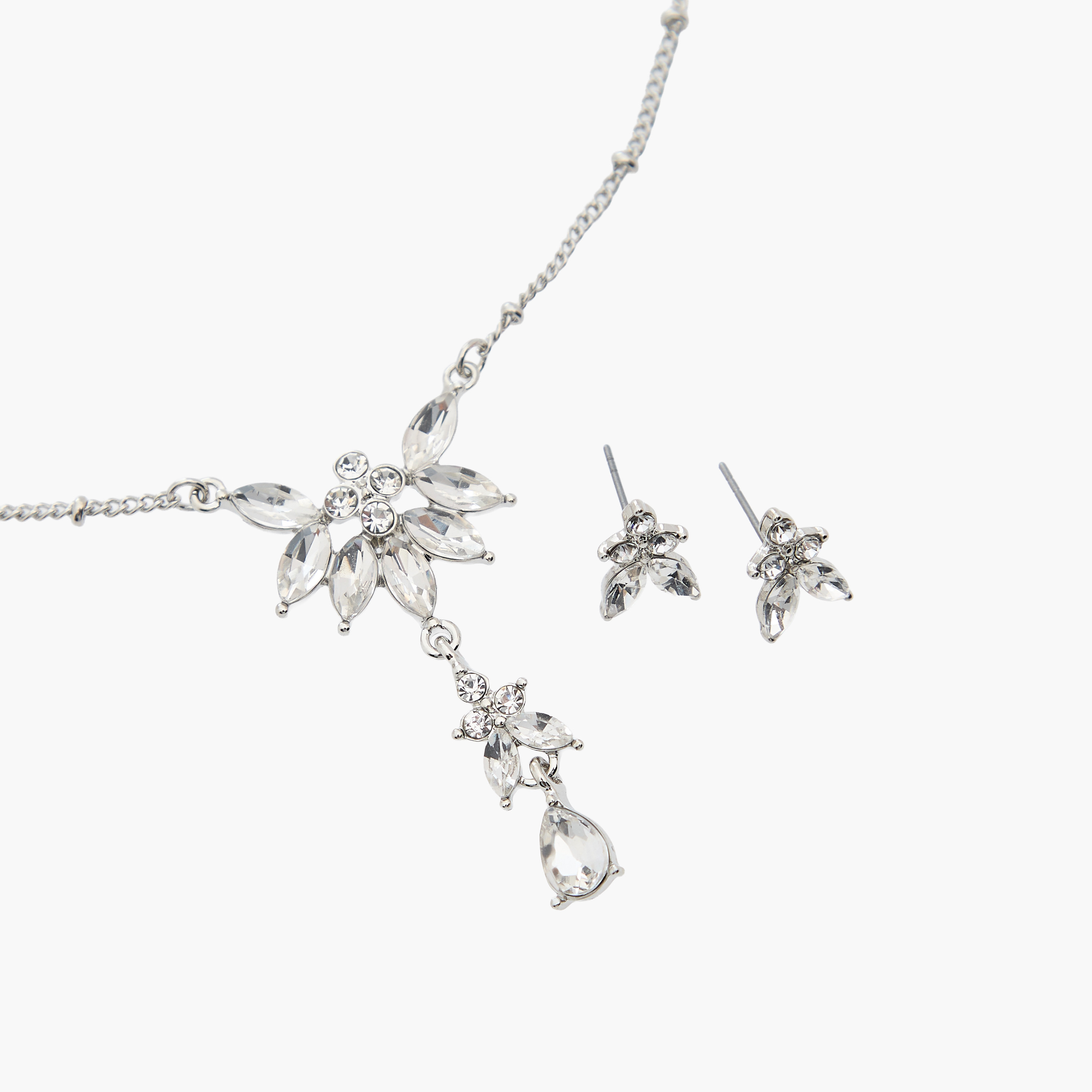 Set of 2 - Floral Embellished Necklace and Earrings-girls-accessories-keyringsandbagcharms-image-3