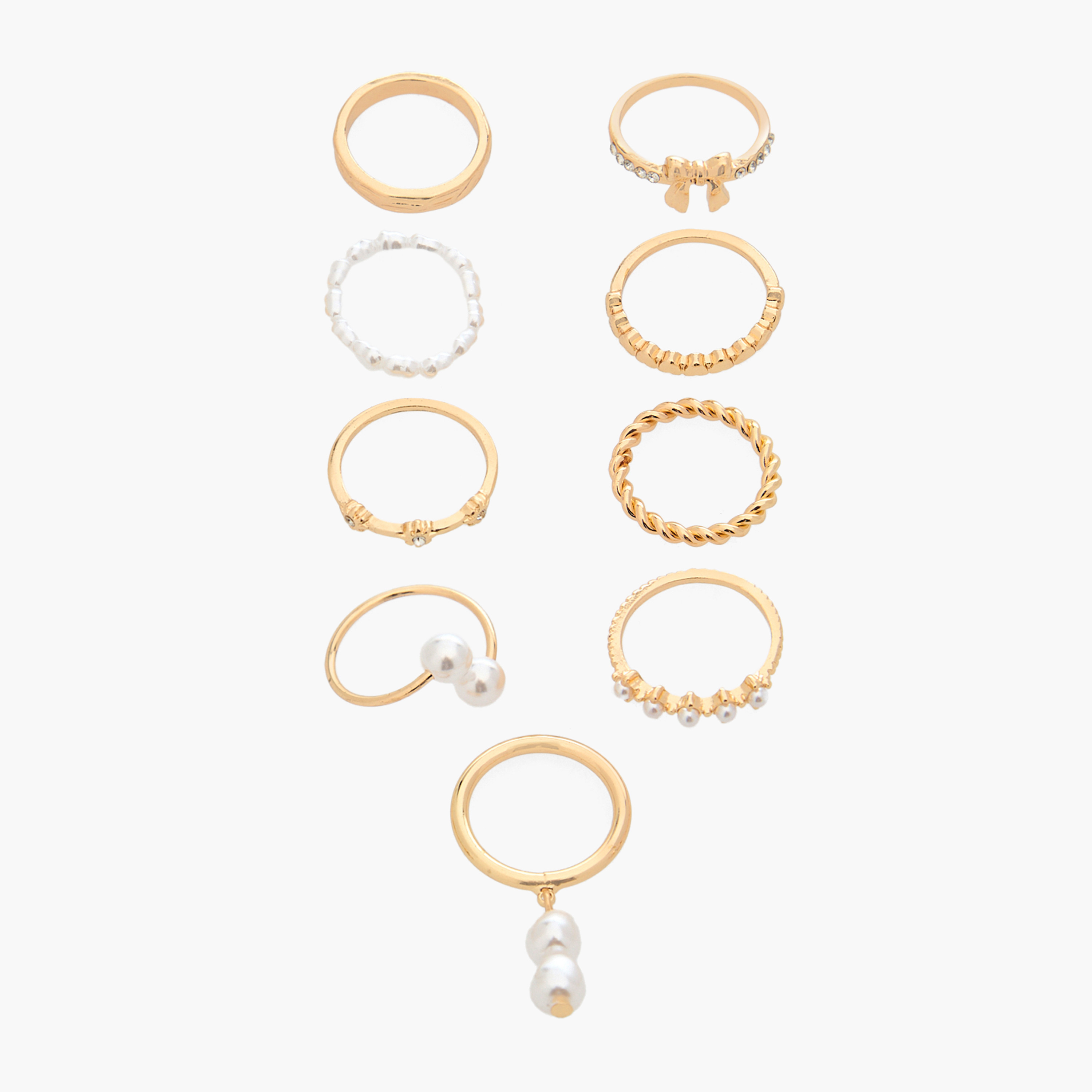 خواتم ميتالك - طقم من 9 قطع-women-watchesandjewellery-jewellery-rings-image-1