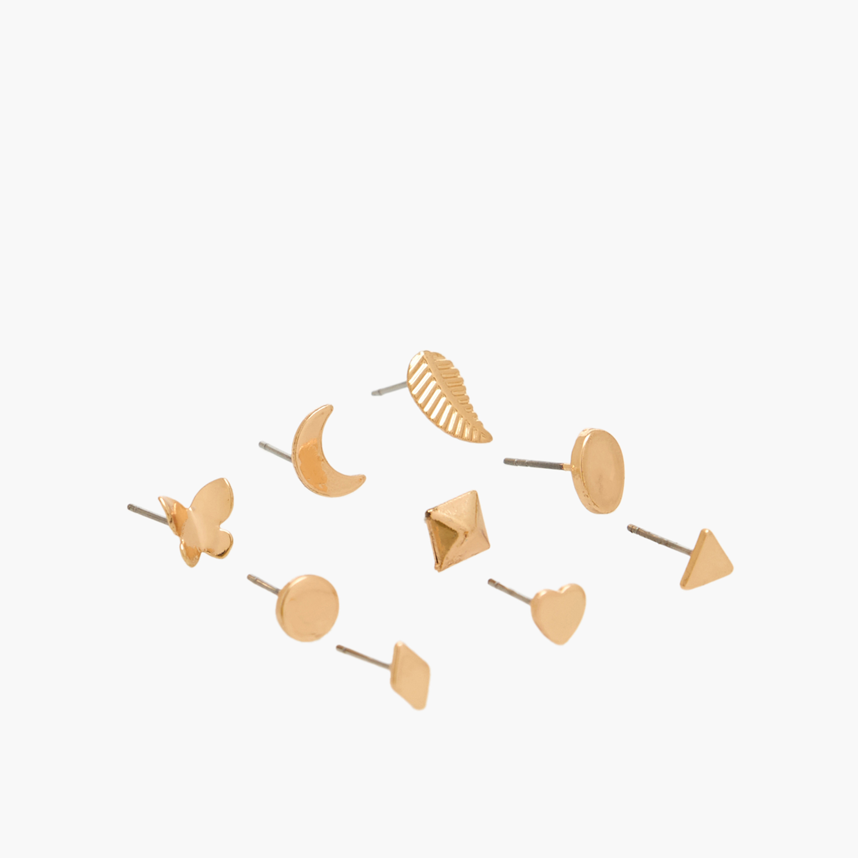 Pack of 9 Gold Tone Assorted Stud Earrings with Pushback Closure-women-watchesandjewellery-jewellery-earrings-image-2