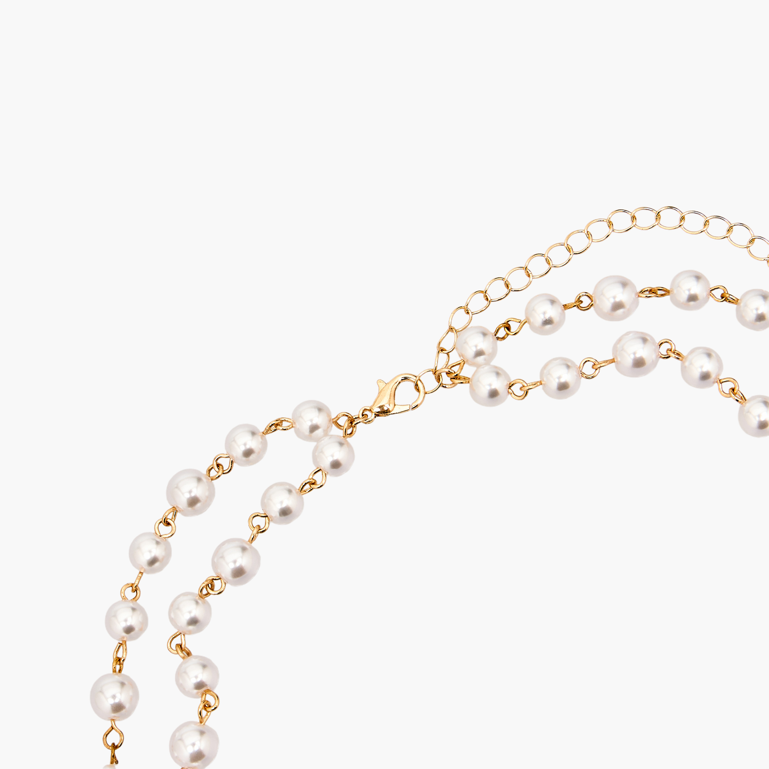 Floral Pearl Double Layer Necklace-women-watchesandjewellery-jewellery-necklacesandpendants-image-3