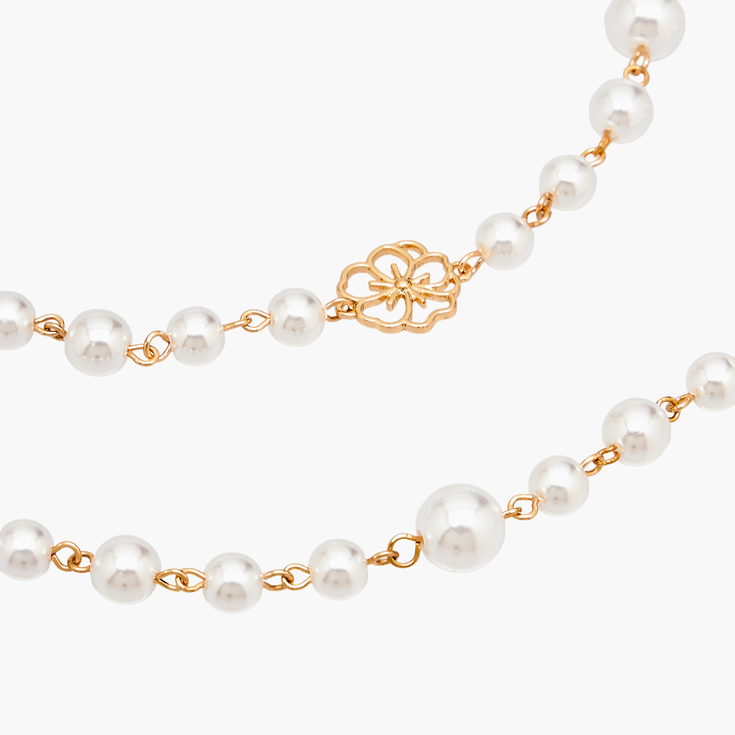 Floral Pearl Double Layer Necklace-women-watchesandjewellery-jewellery-necklacesandpendants-image-4