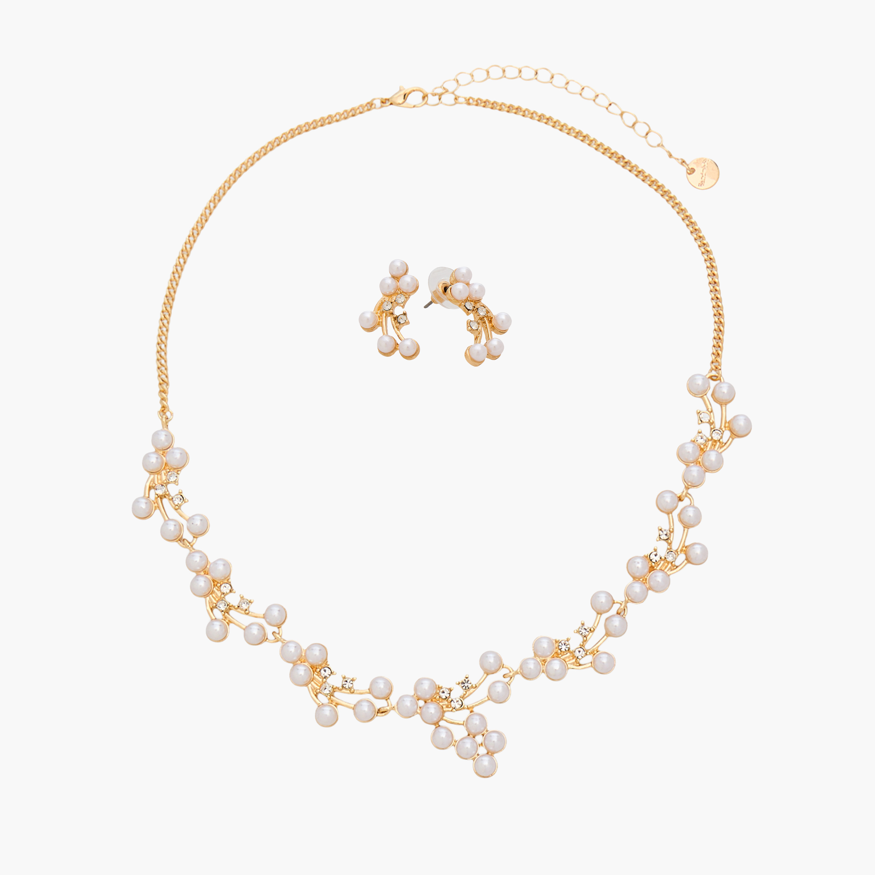 عقد وحلق بتزيينات لؤلؤ صناعي - طقم من قطعتين-girls-accessories-jewellery-image-1