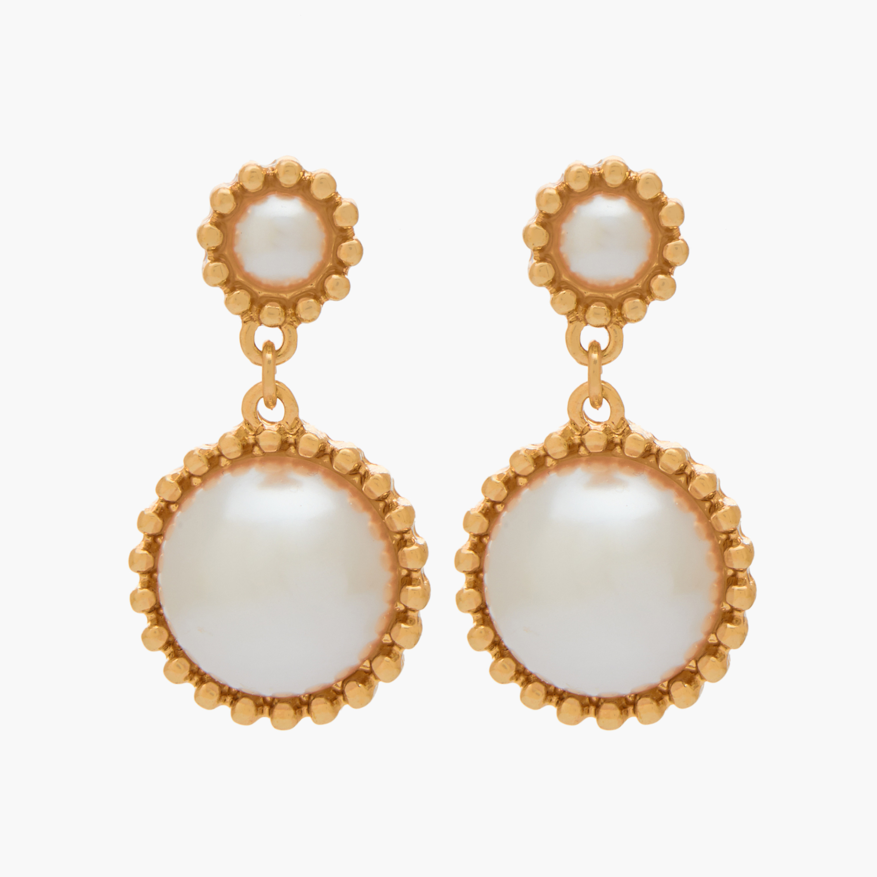 Gold Tone Pearl Drop Earrings with Pushback Closure-women-watchesandjewellery-jewellery-earrings-image-1