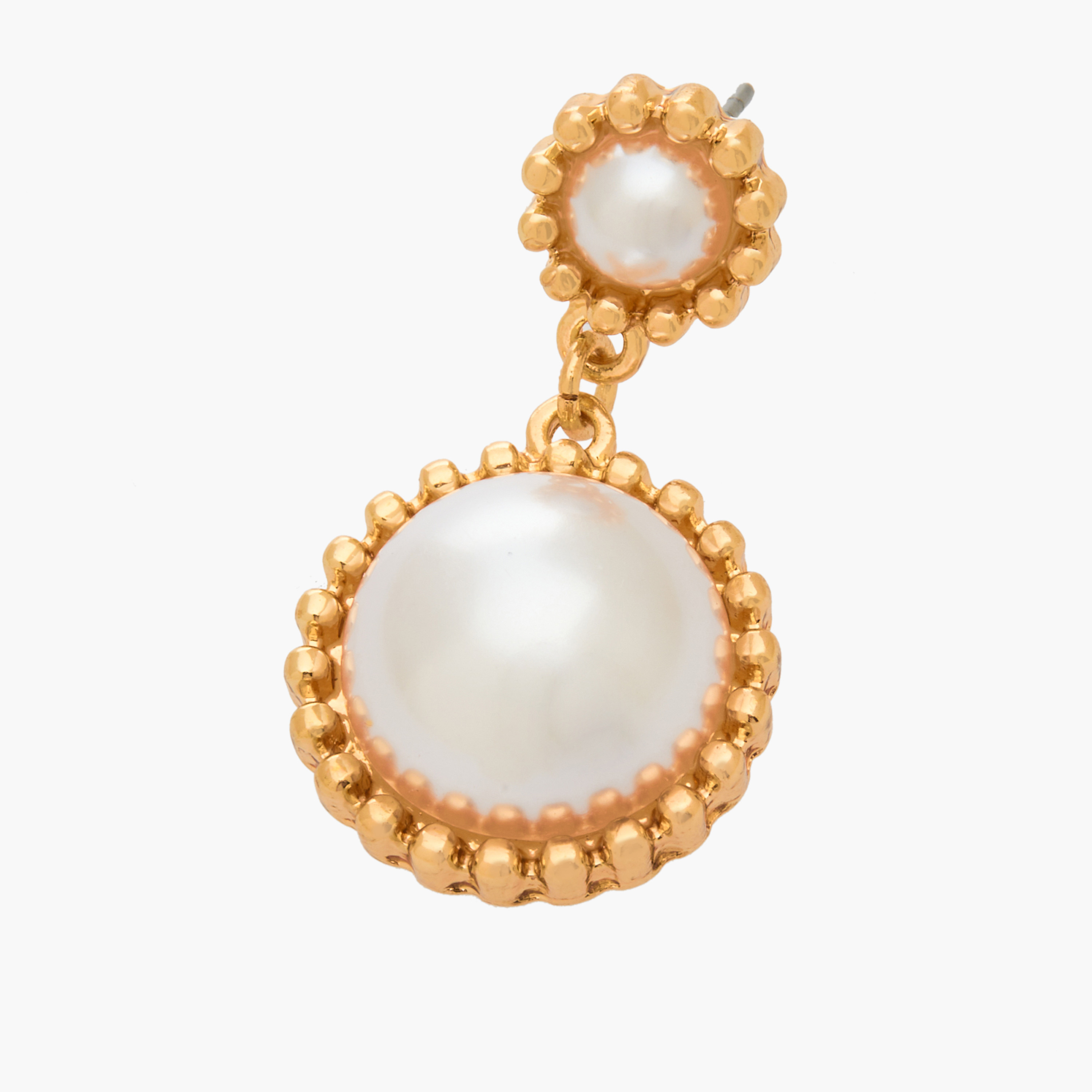 Gold Tone Pearl Drop Earrings with Pushback Closure-women-watchesandjewellery-jewellery-earrings-image-3