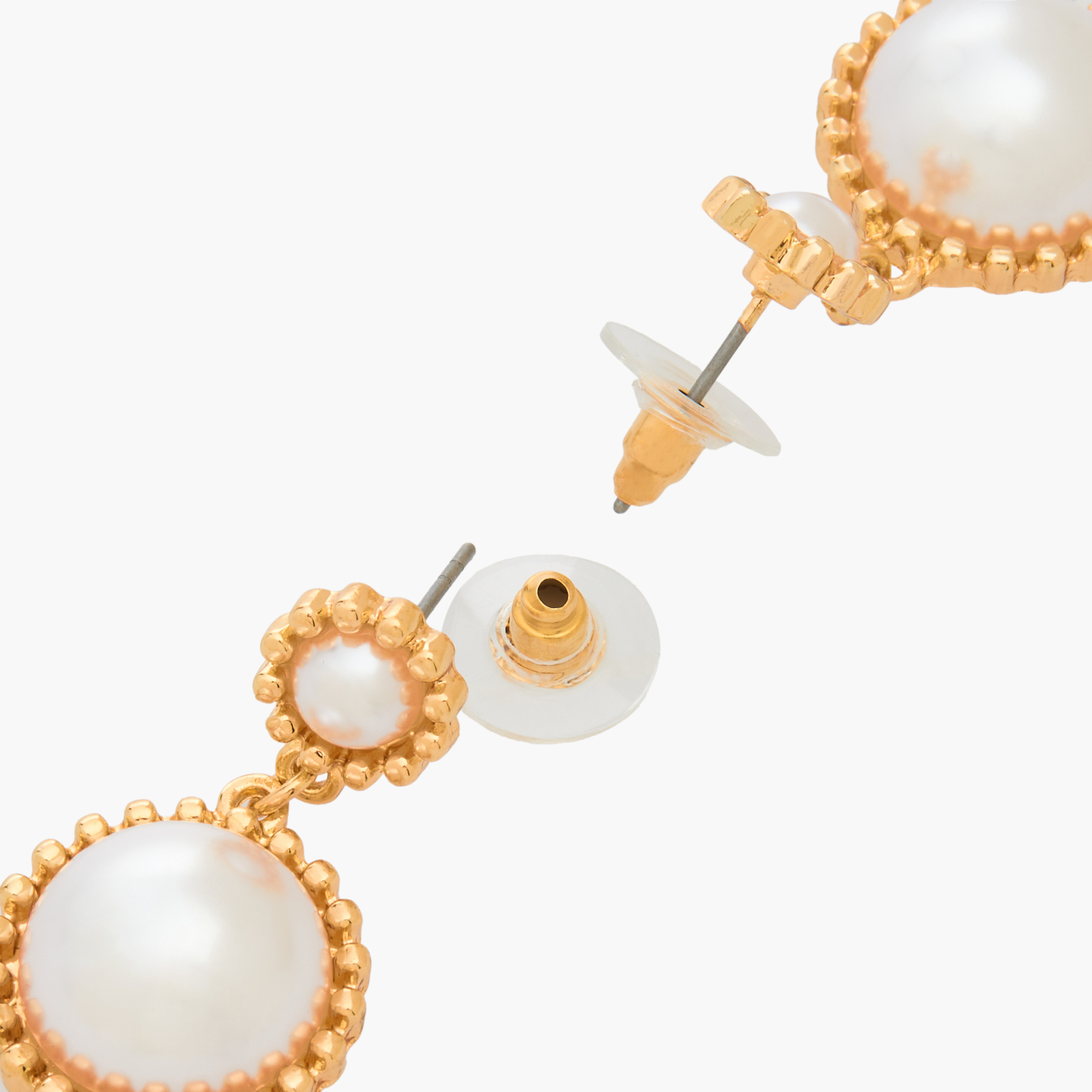 Gold Tone Pearl Drop Earrings with Pushback Closure-women-watchesandjewellery-jewellery-earrings-image-4